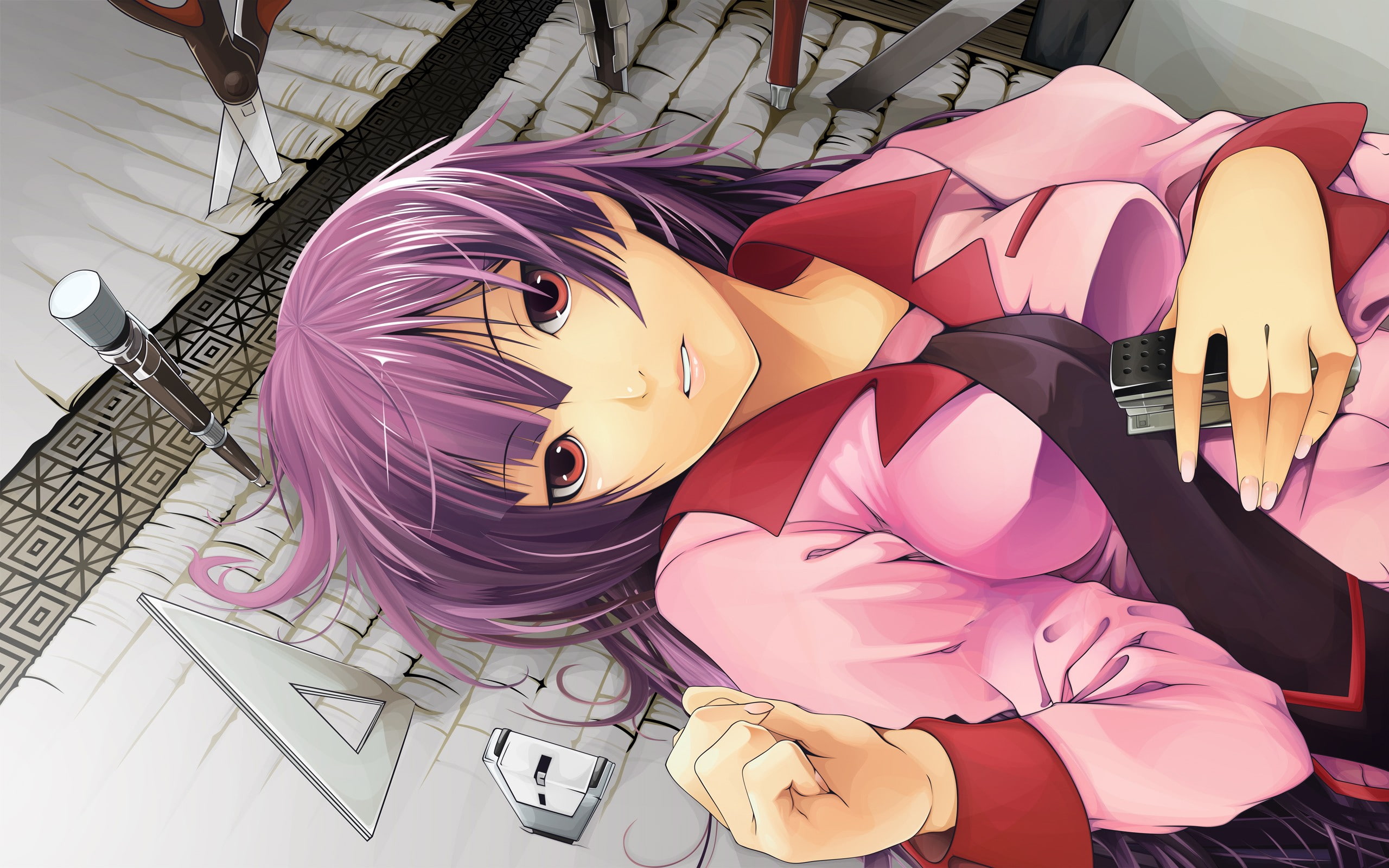 2K, Monogatari Series, anime vectors, Senjougahara Hitagi, HD Wallpaper