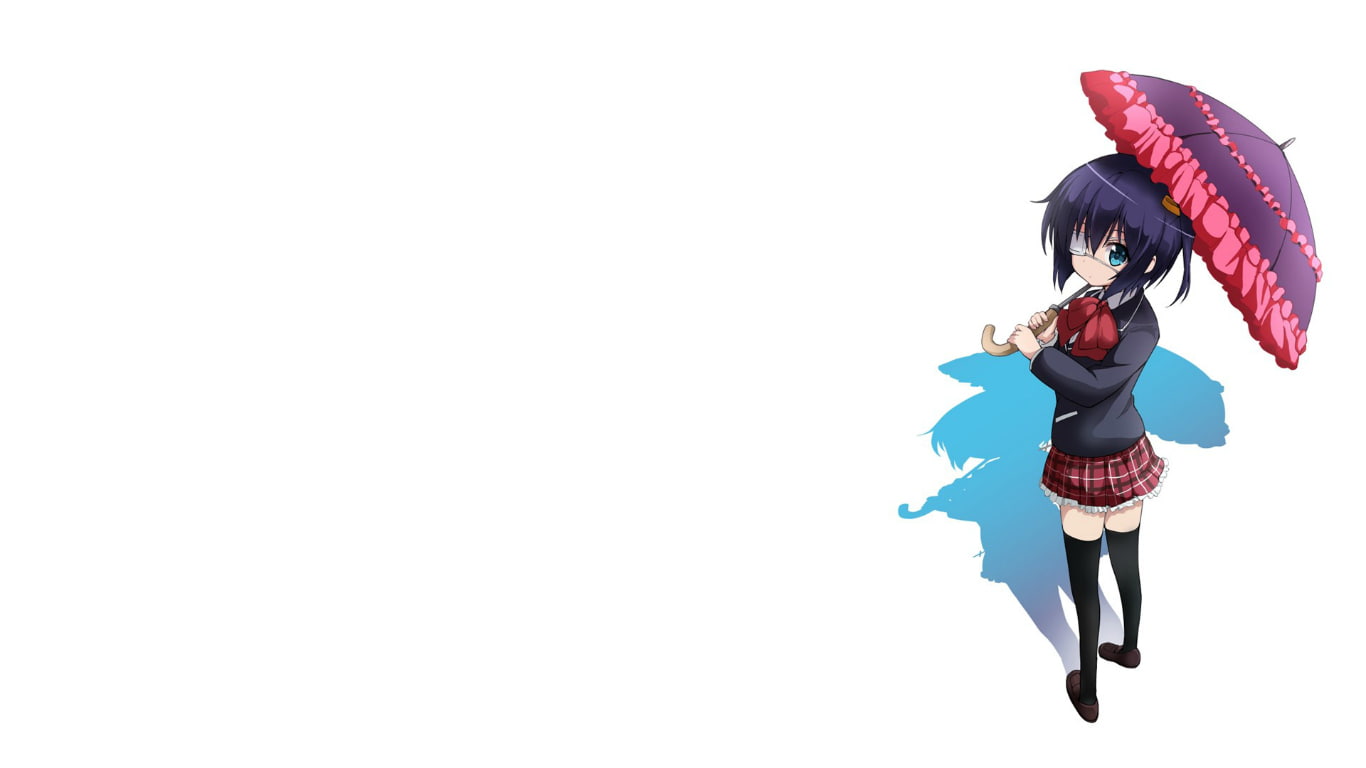 white, umbrella, cartoon/comic, 720P, anime, hd, HD Wallpaper