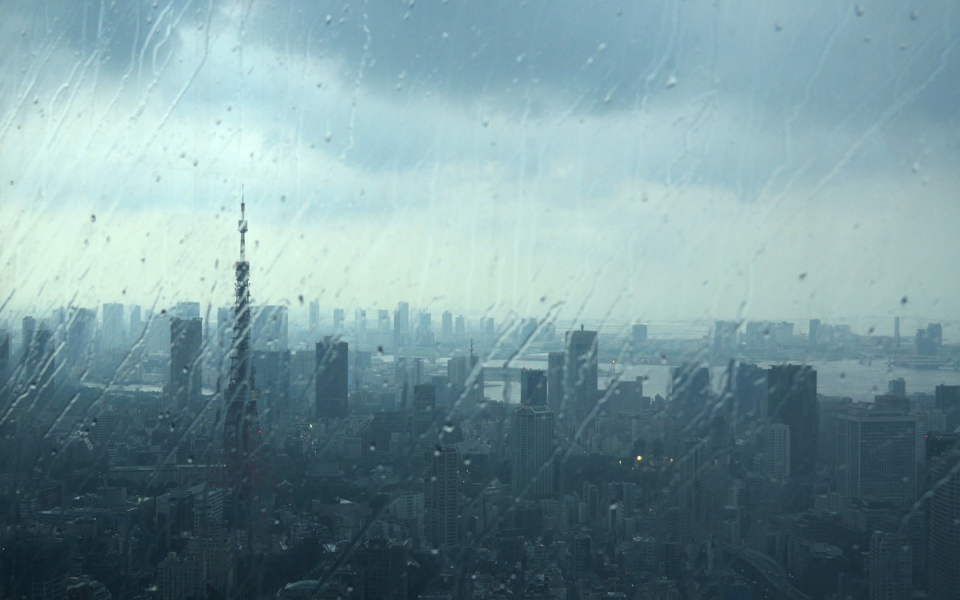 1080P, rain, city, view, water, rainy, HD Wallpaper