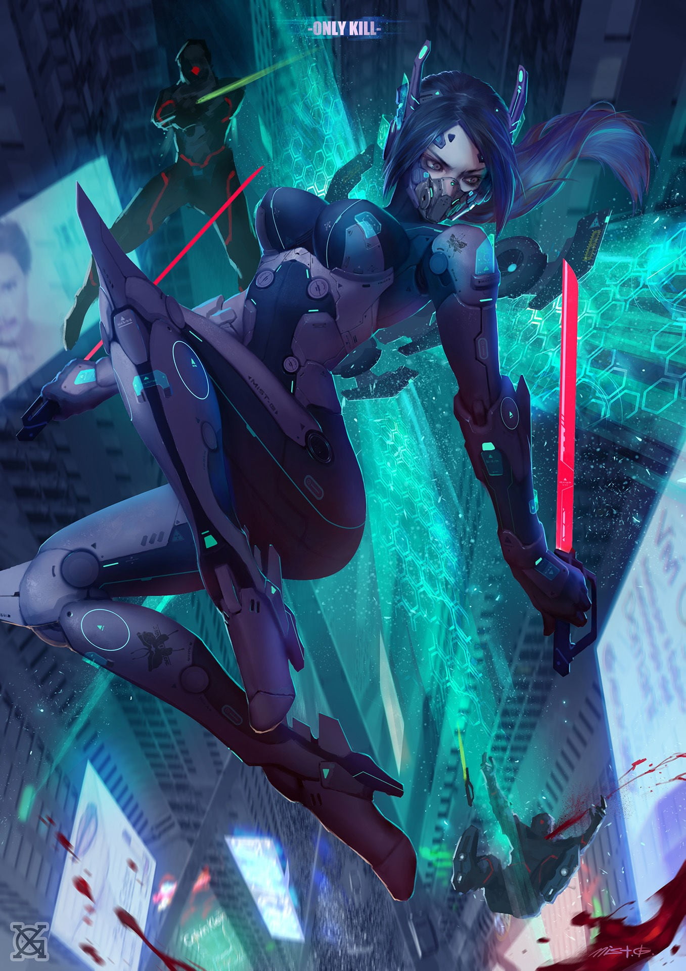 young adult, robot, three quarter length, adult, illustration, musician, technology, futuristic, warrior, assassin, street, underwater, equipment, night, Phone HD Wallpaper