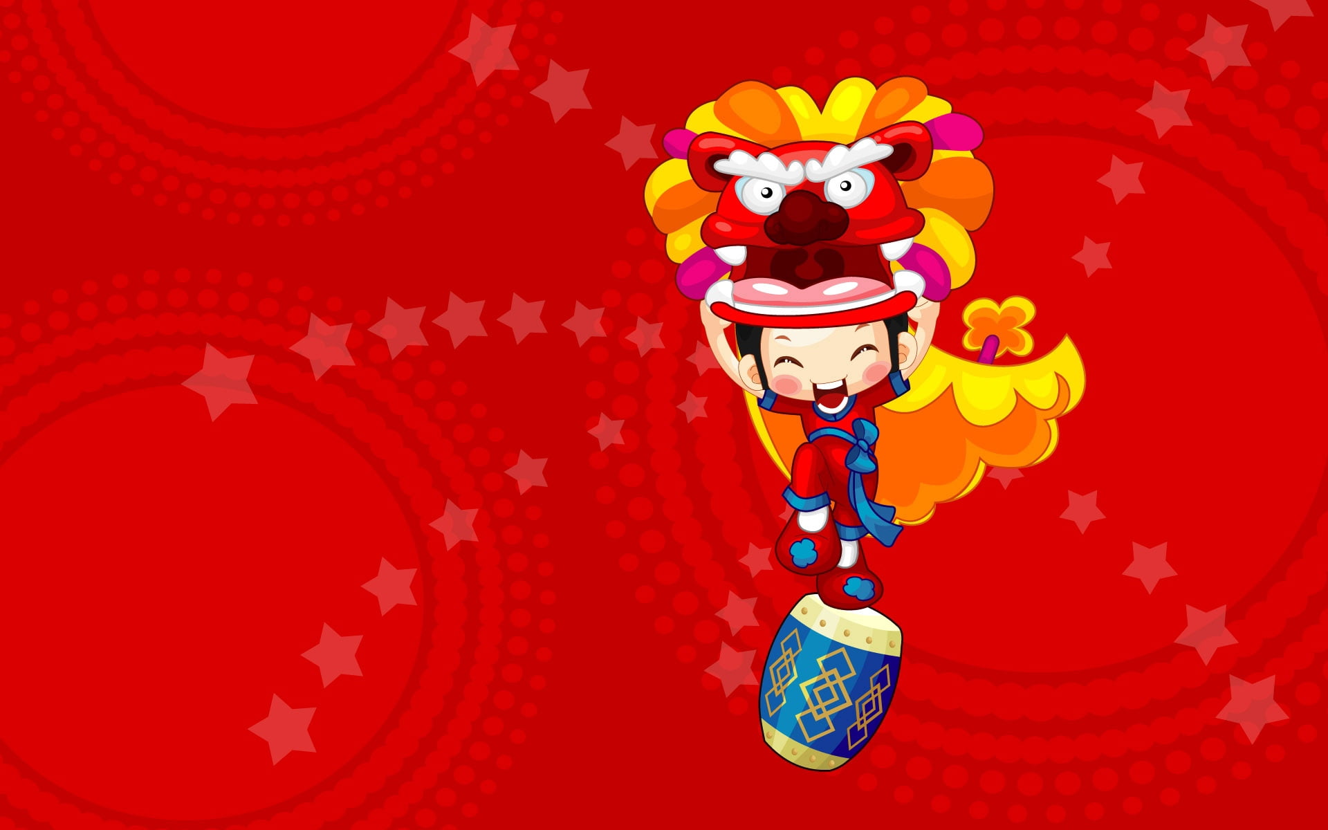 animal, art, smiling, people, person, astrology sign, christmas, red background, 1080P, celebration, event, emotion, blessing, chinese New Year, happiness, HD Wallpaper