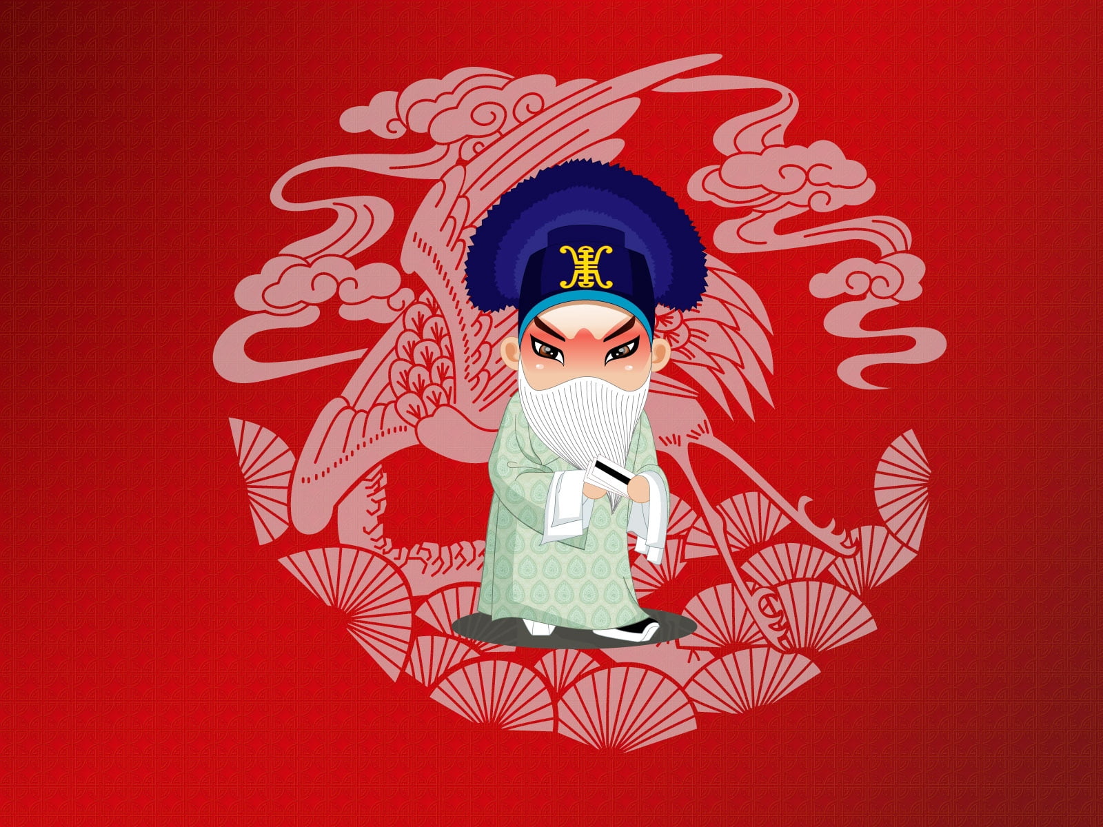 red, animated, cap, human Face, illustration, happiness, characters, red background, cultures, symbol, vector, asia, creativity, 720P, chinese new year, HD Wallpaper