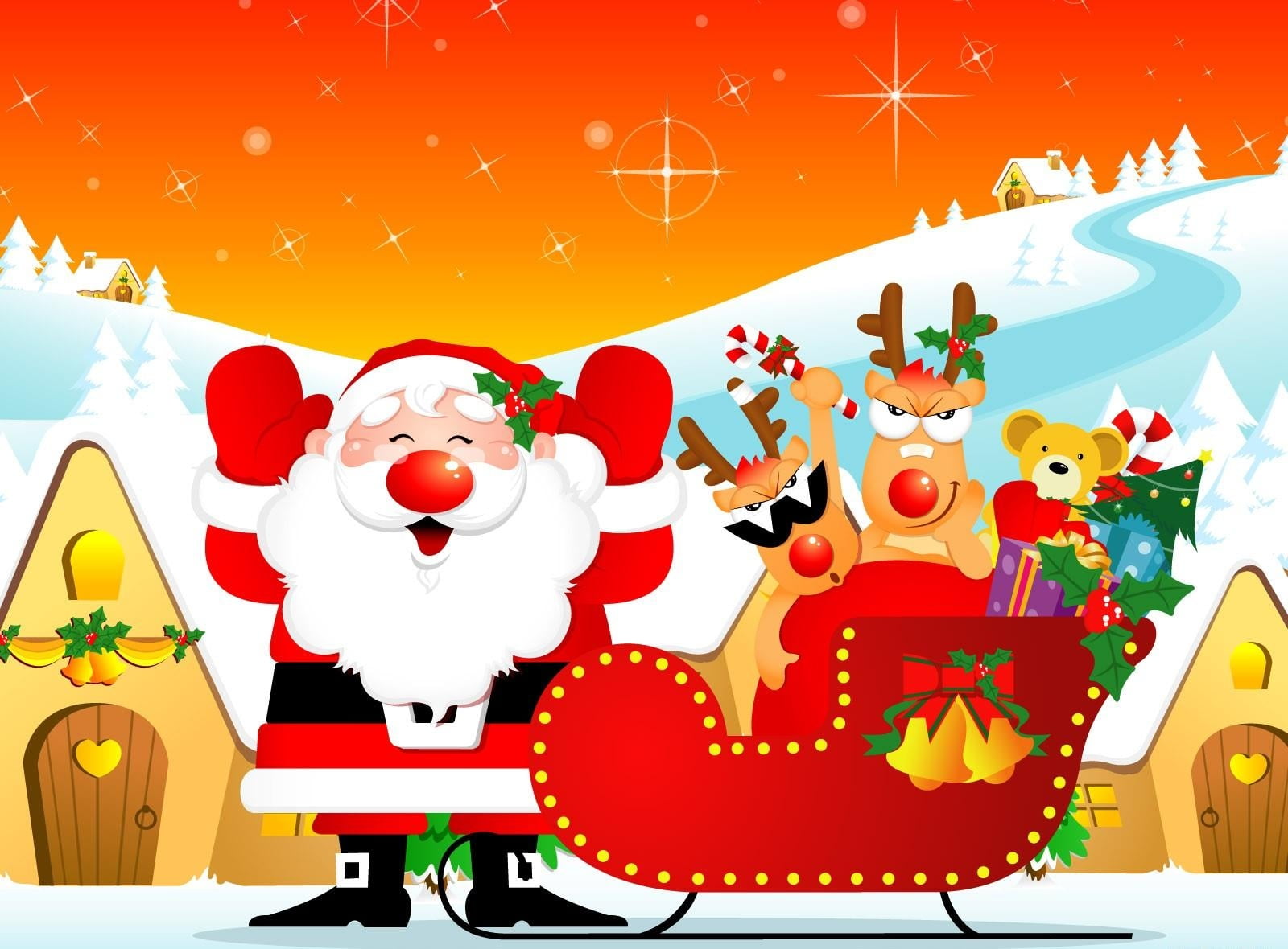 santa, arts culture and entertainment, characters, happiness, season, event, party - Social Event, home, 720P, gift, snowman, celebration, santa Claus, HD Wallpaper
