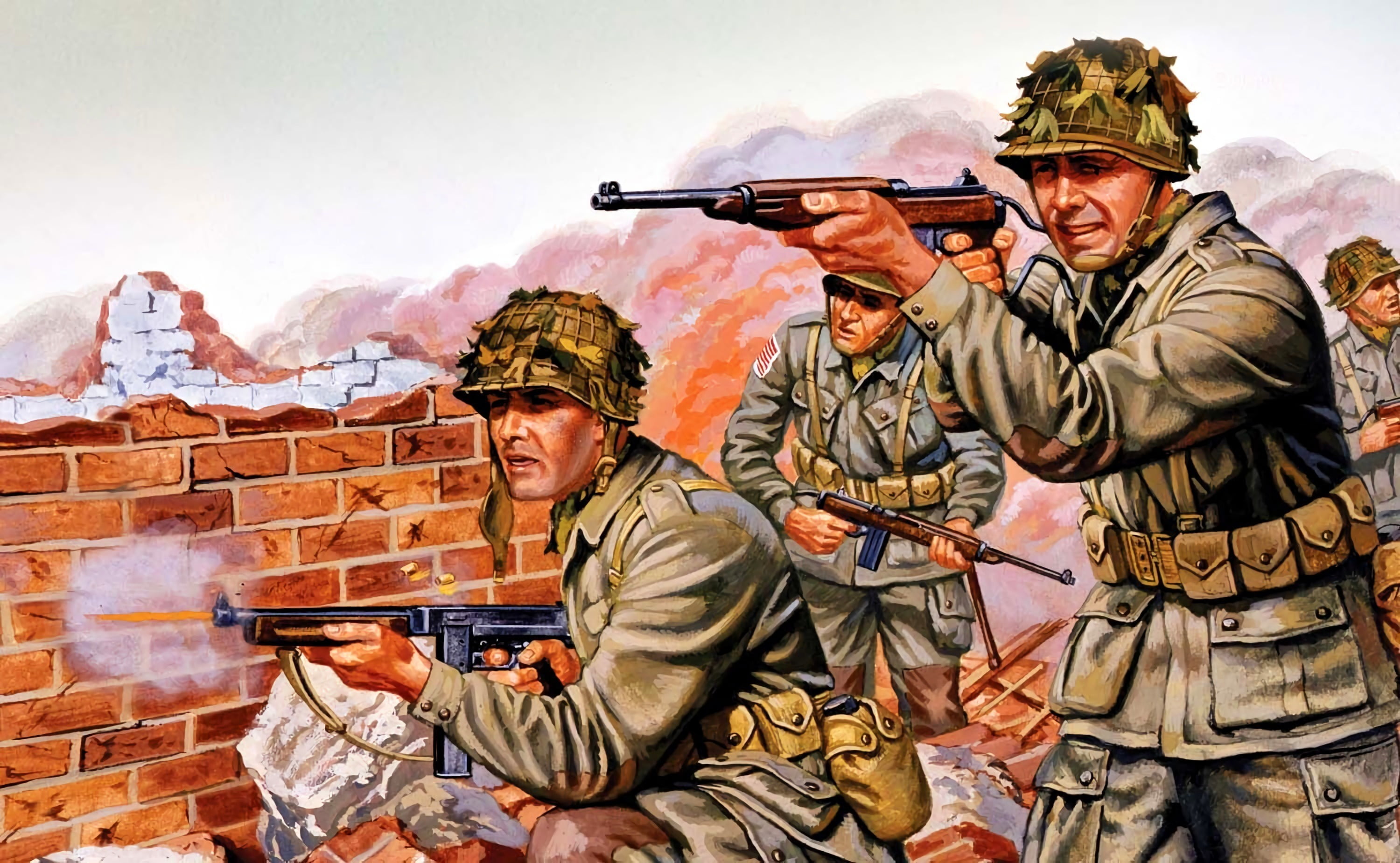 The Second World War, USA, 2K, M1A1, Submachine gun Thompson, Soldiers, Carabiner, HD Wallpaper