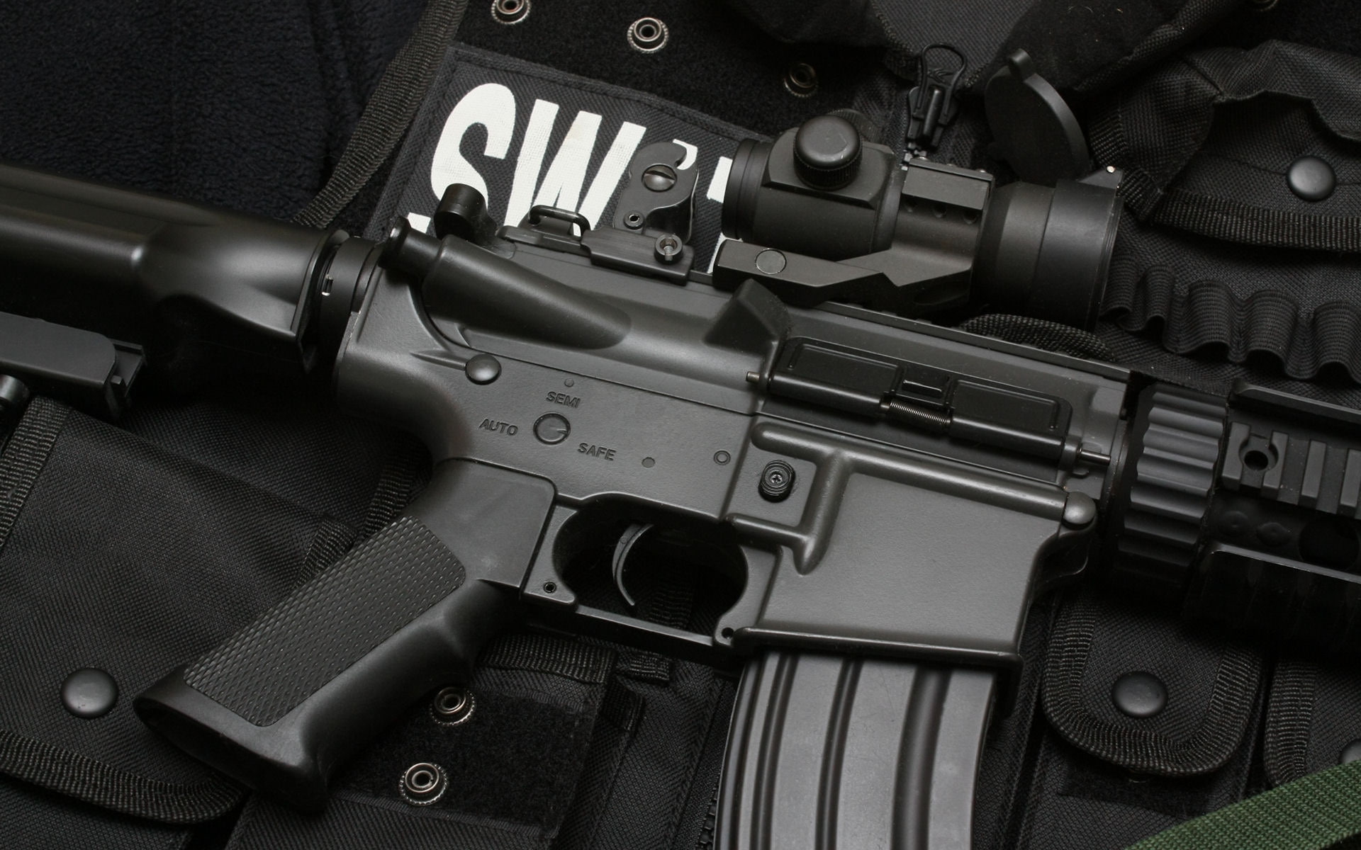 swat, submachine, bulletproof, 1080P, gun, vest, HD Wallpaper