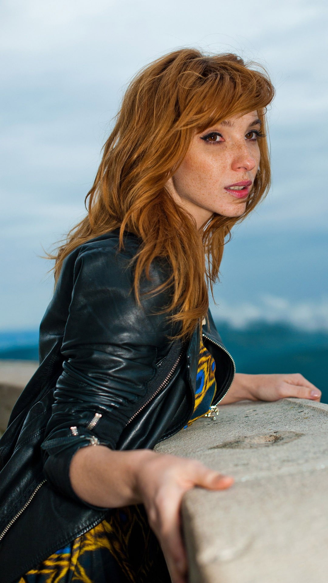 contemplation, human hair, water, hair, nature, black, beautiful woman, adult, jacket, Vica Kerekes, fashion, brown eyes, beautiful people, wind, one person, Phone HD Wallpaper