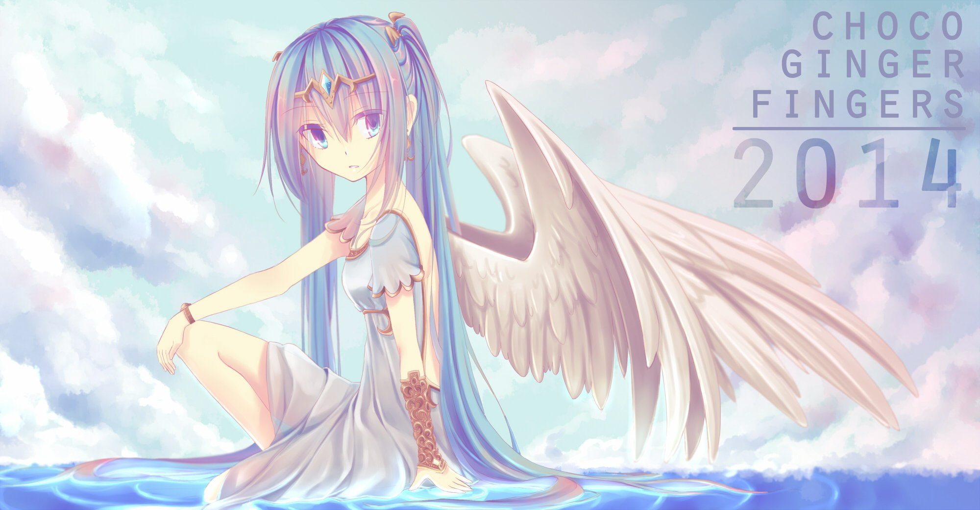 miku, error, 1080P, diadem, hatsune, vocaloid, ripples, drawing, HD Wallpaper