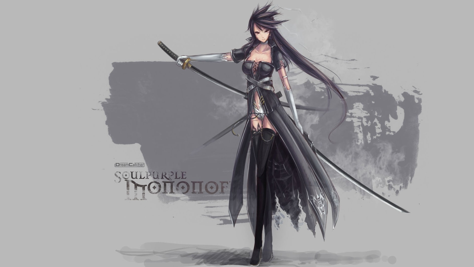 clothing, manga, women, history, archery, studio shot, hair, young adult, long hair, 1080P, indoors, hairstyle, one person, standing, full length, text, HD Wallpaper