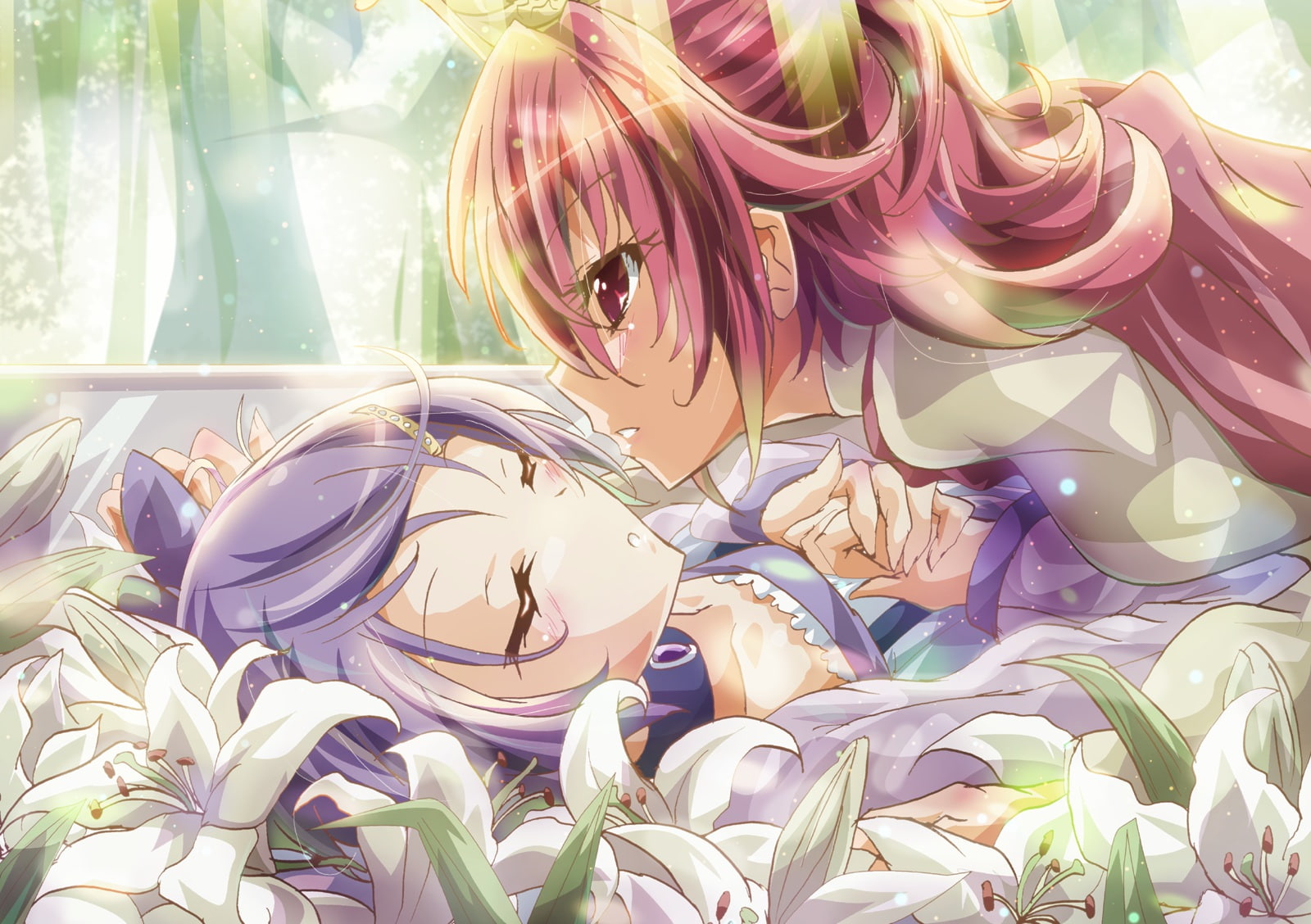 cure, mana, sword, hair, 720P, precure, choker, girls, flowers, aida, kenzaki, long, inoshishi, dokidoki, eyes, red, makoto, purple, sleeping, blush, HD Wallpaper