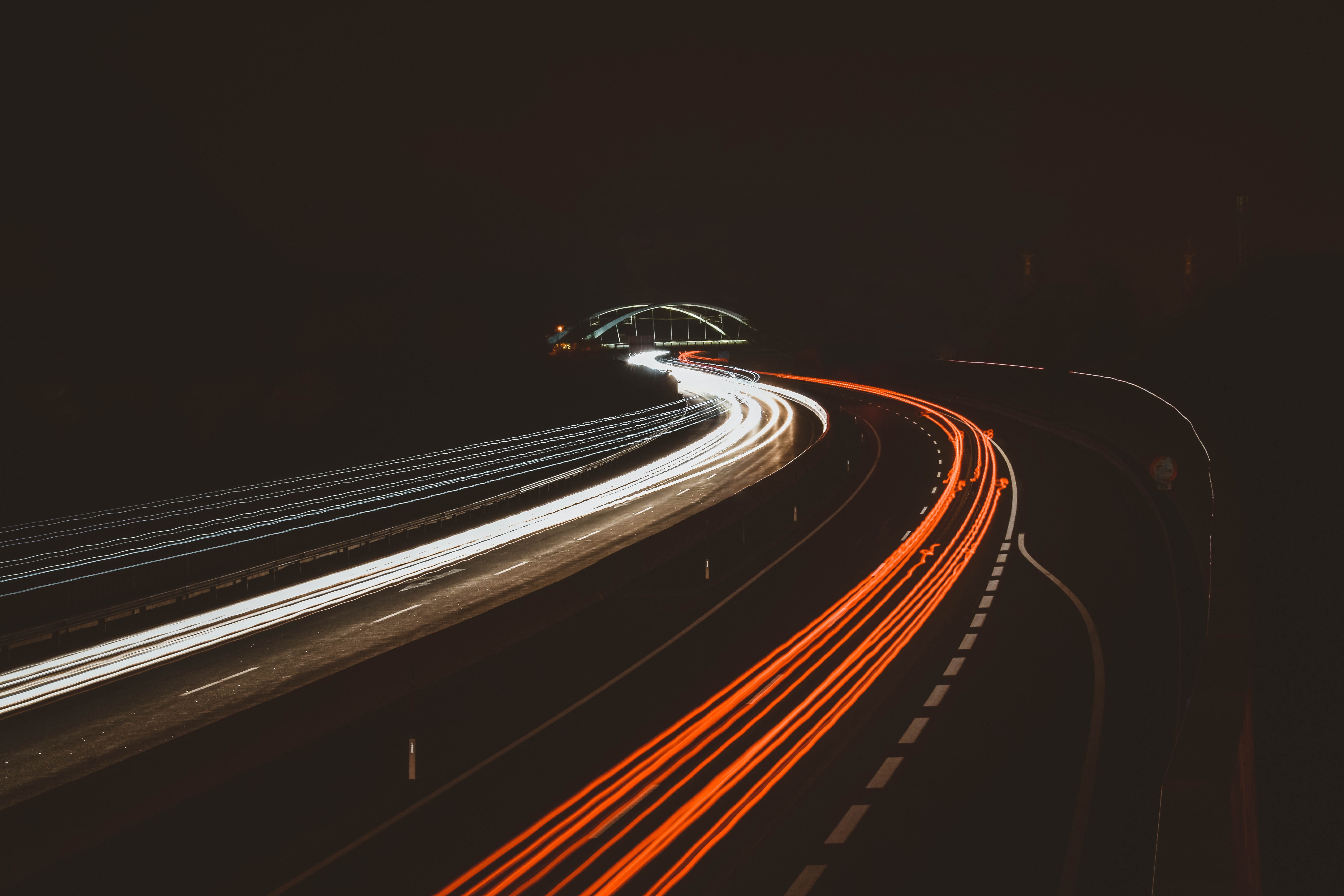 multiple lane highway, nature, city, street, expressway, nightime, lighting equipment, illuminated, fast, traffic, time, long-exposure, time lapse, lapse, HD Wallpaper
