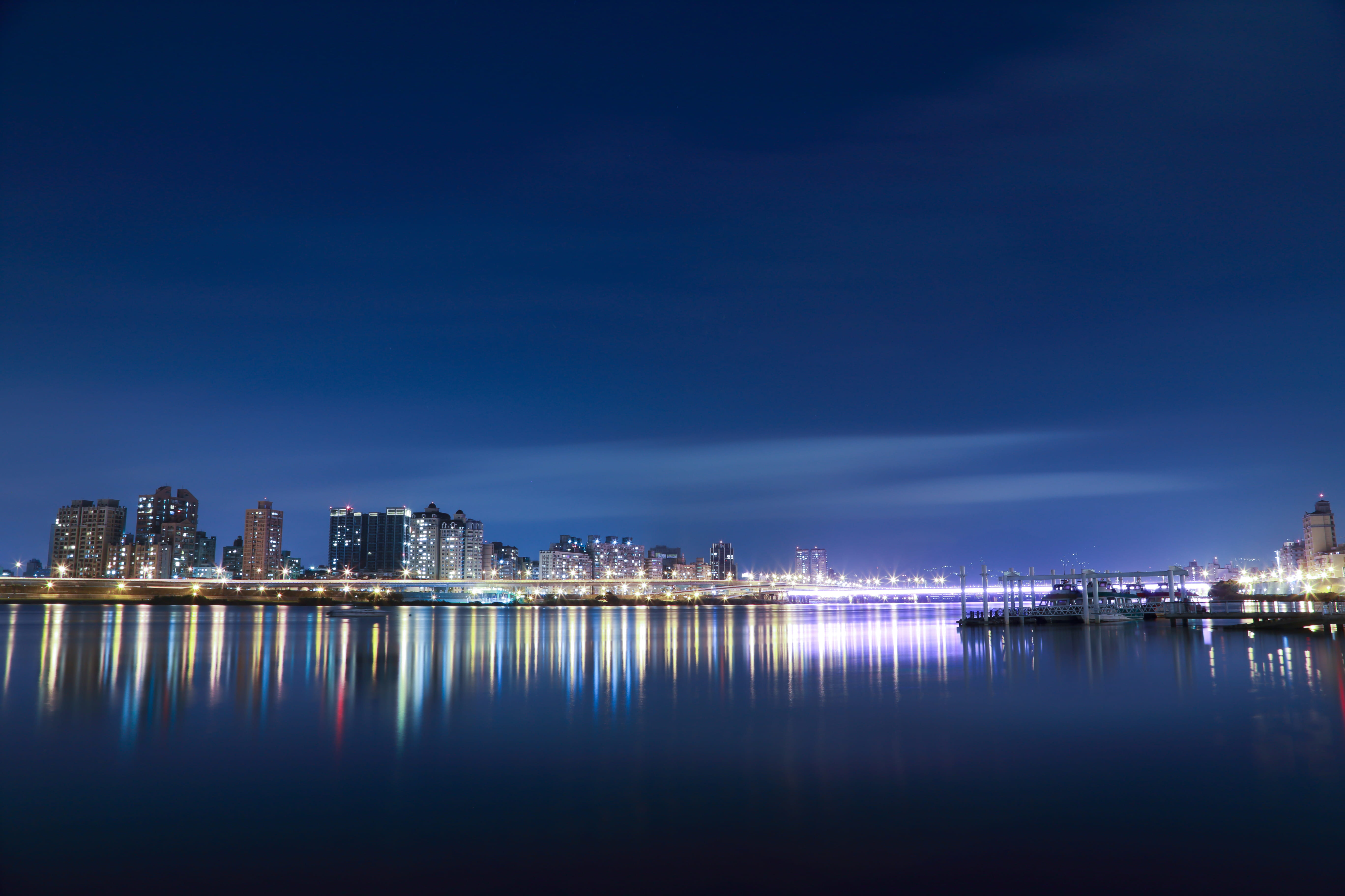 urban, sky, reflection, outdoors, 5K, light, peaceful, town, urban skyline, illuminated, photography, near, nightlife, office building exterior, landscape, HD Wallpaper