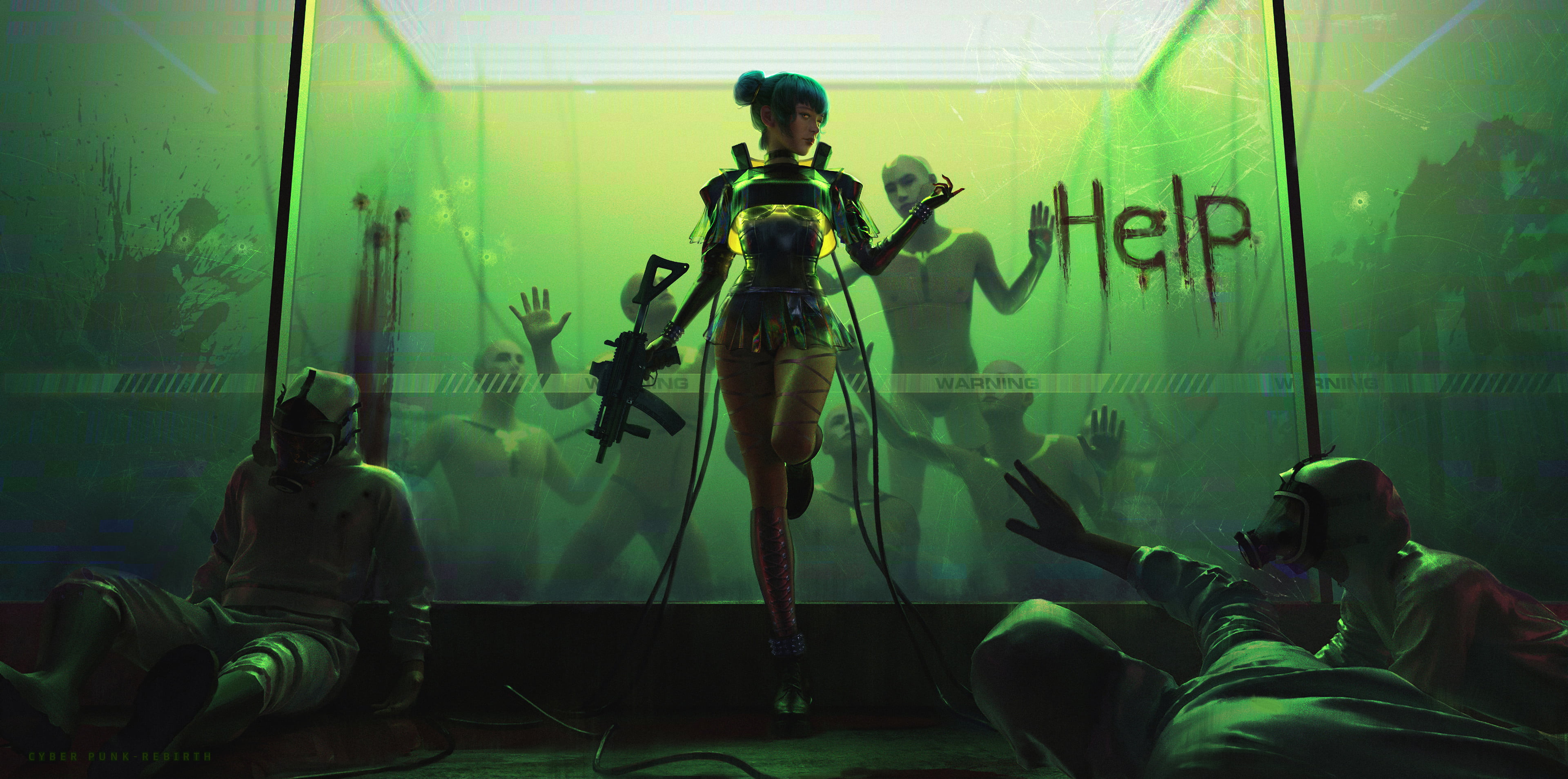 4K, cyberpunk, fan art, AIHONG HUANG, game art, HD Wallpaper