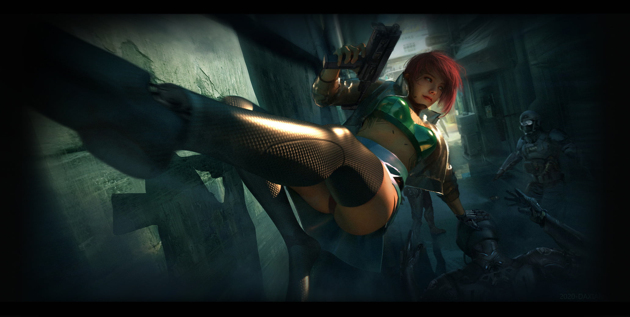 game art, 1080P, fan art, AIHONG HUANG, cyberpunk, HD Wallpaper