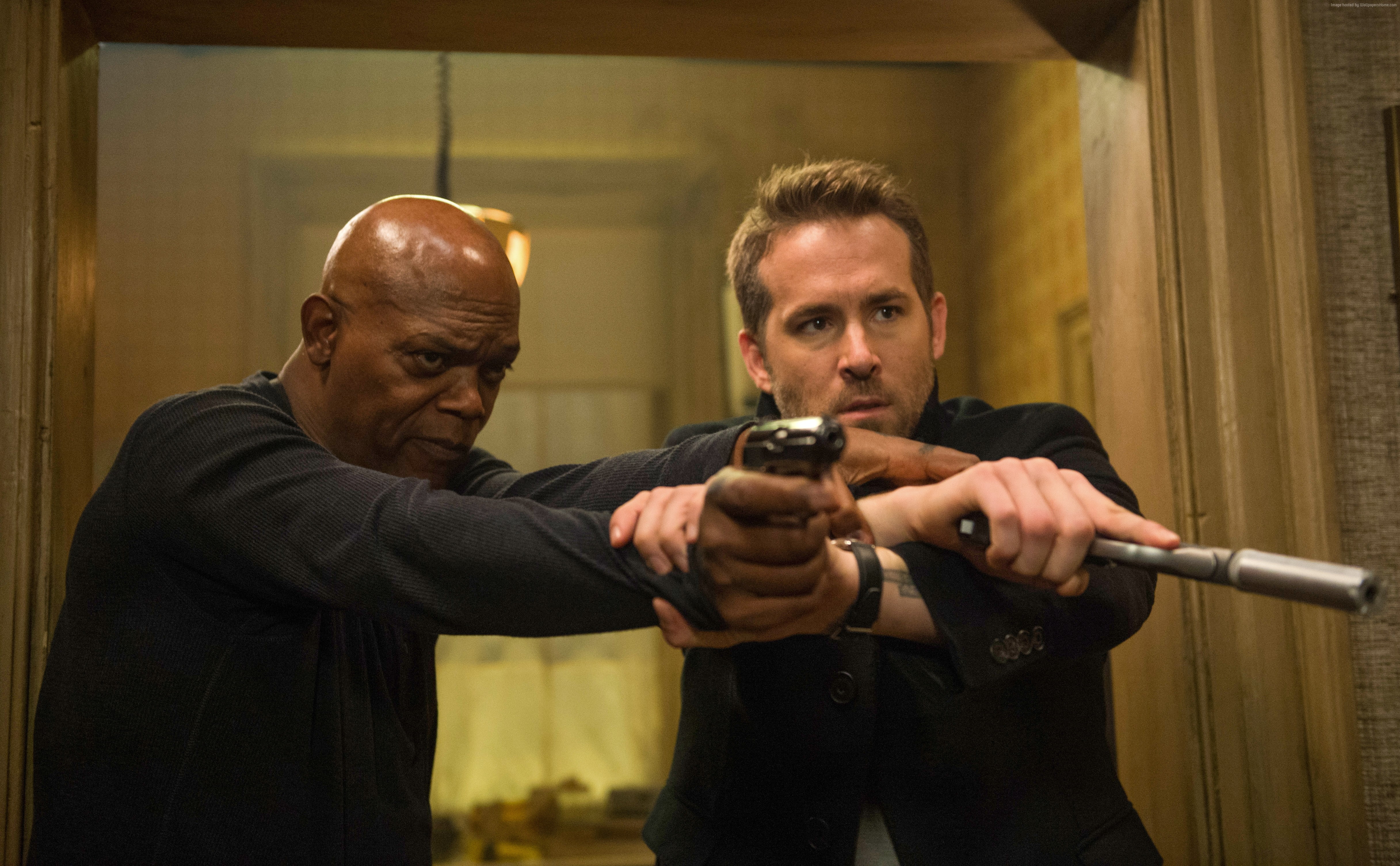 4K, 4k, Samuel L. Jackson, The Hitmans Bodyguard, Ryan Reynolds, HD Wallpaper