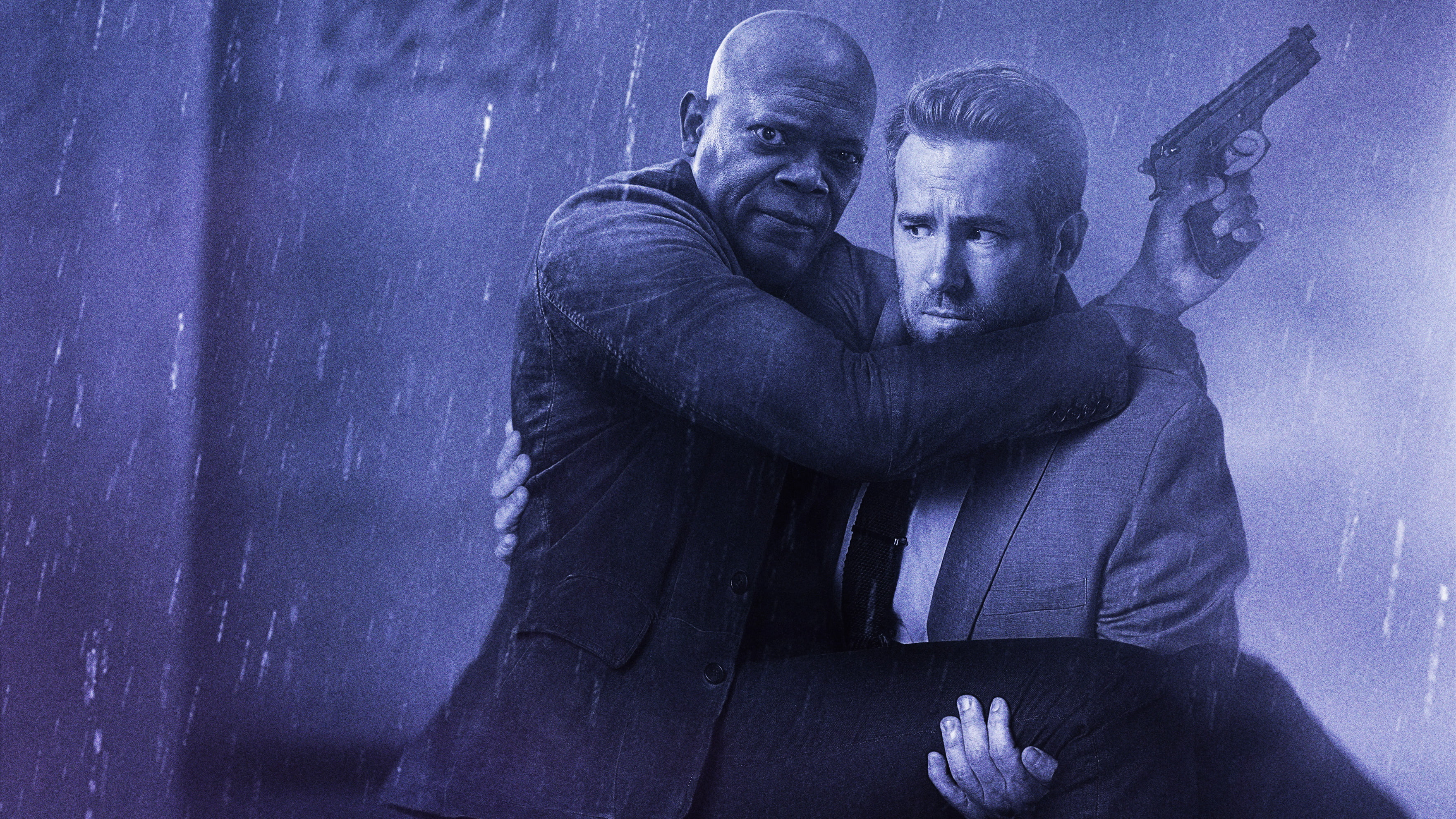 Samuel L. Jackson, Ryan Reynolds, The Hitmans Bodyguard, 2K, 2017, HD Wallpaper