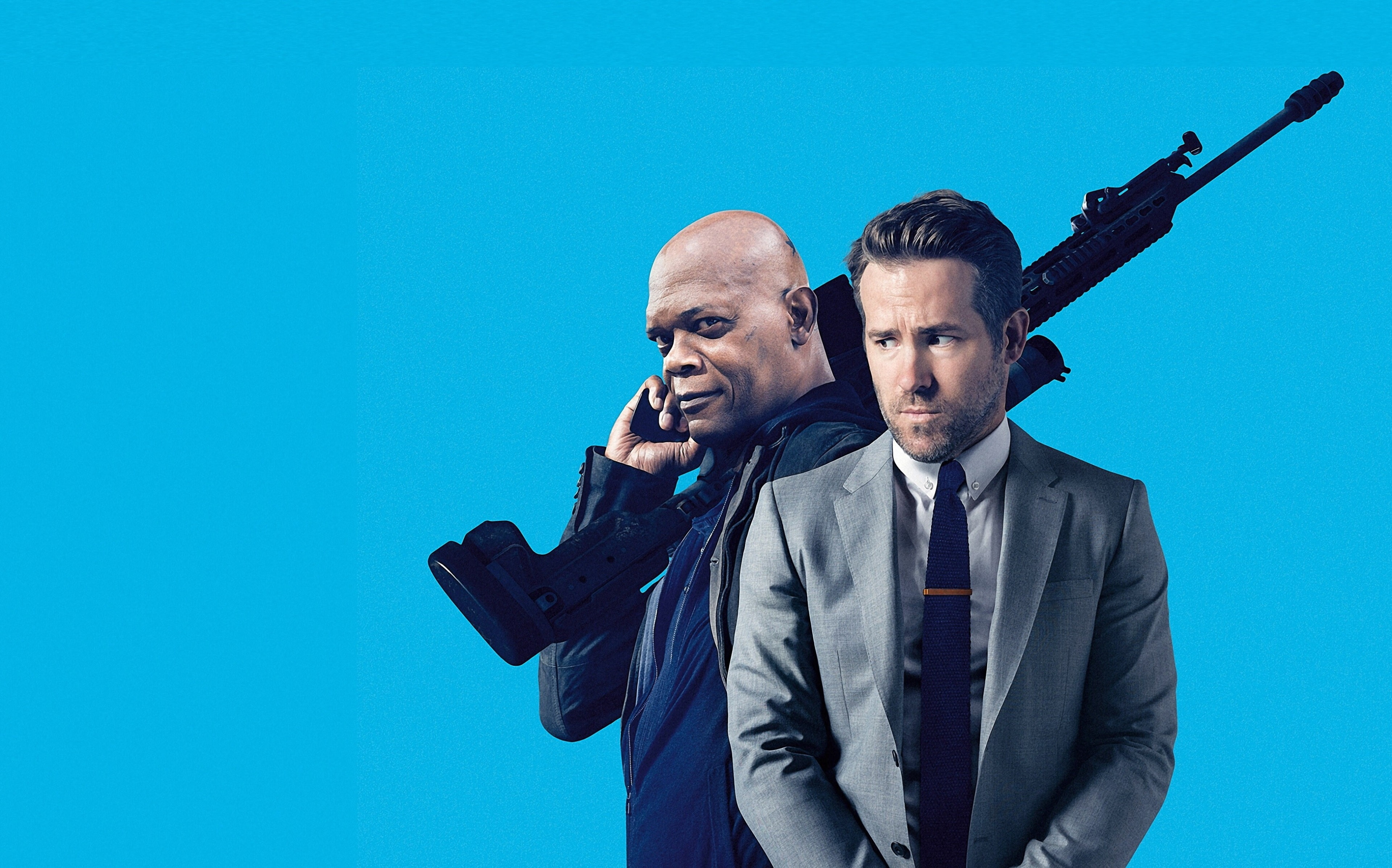 males, waist up, business, blue background, mature adult, 4K, mature men, technology, men, wireless technology, the hitmans bodyguard 4k pc desktop  hd, HD Wallpaper