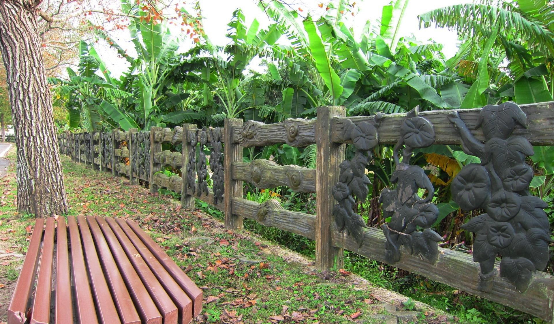 fallen leaves, wooden chair, roadside, nature and landscapes, banana plantations, 1080P, wooden railing, HD Wallpaper
