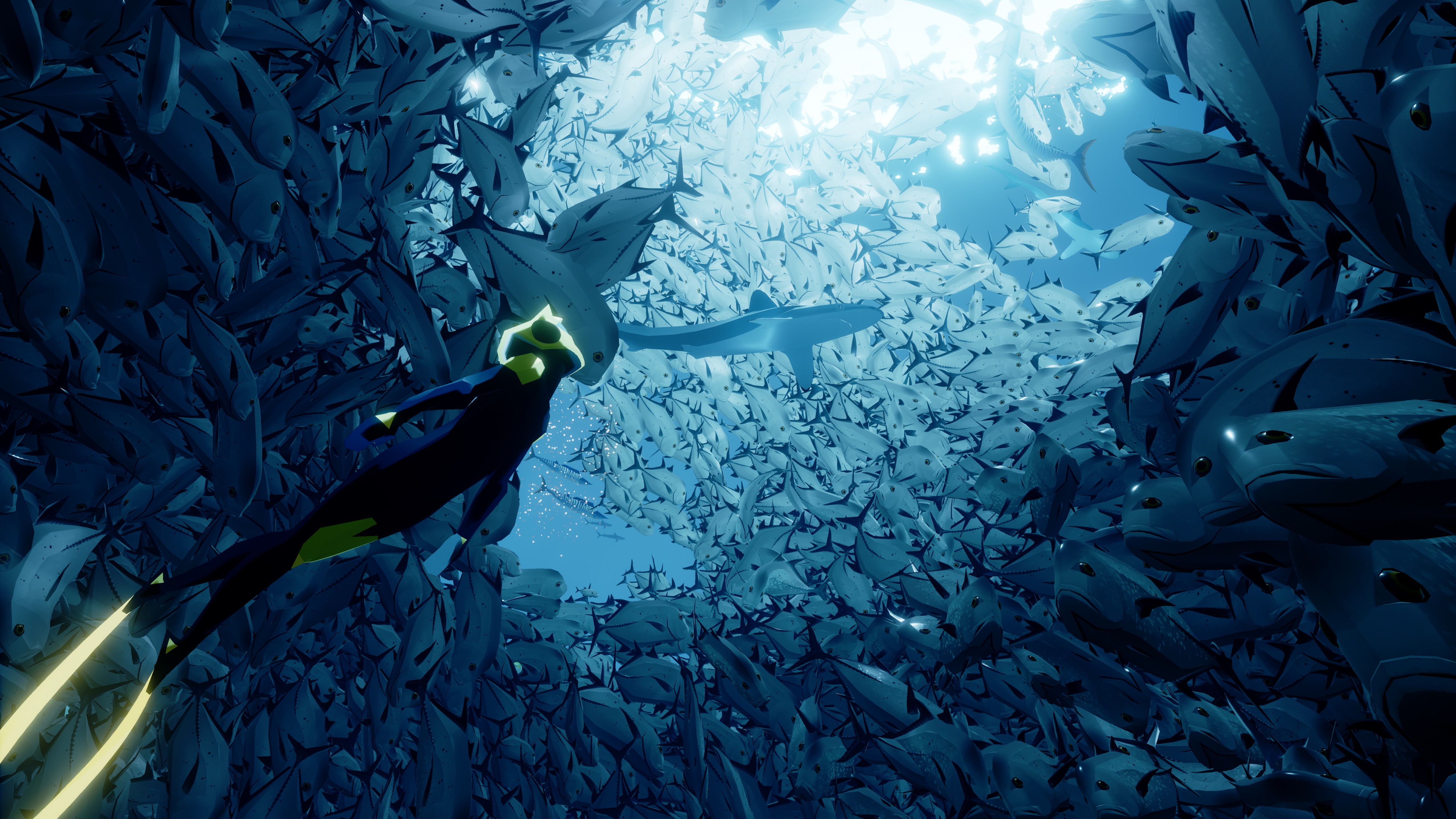 sea, best games, surrounded, underwater, pc, Abzu, person, diving, 5K, creatures, xbox one, suit, Gamescom 2016, black, ps4, green, HD Wallpaper