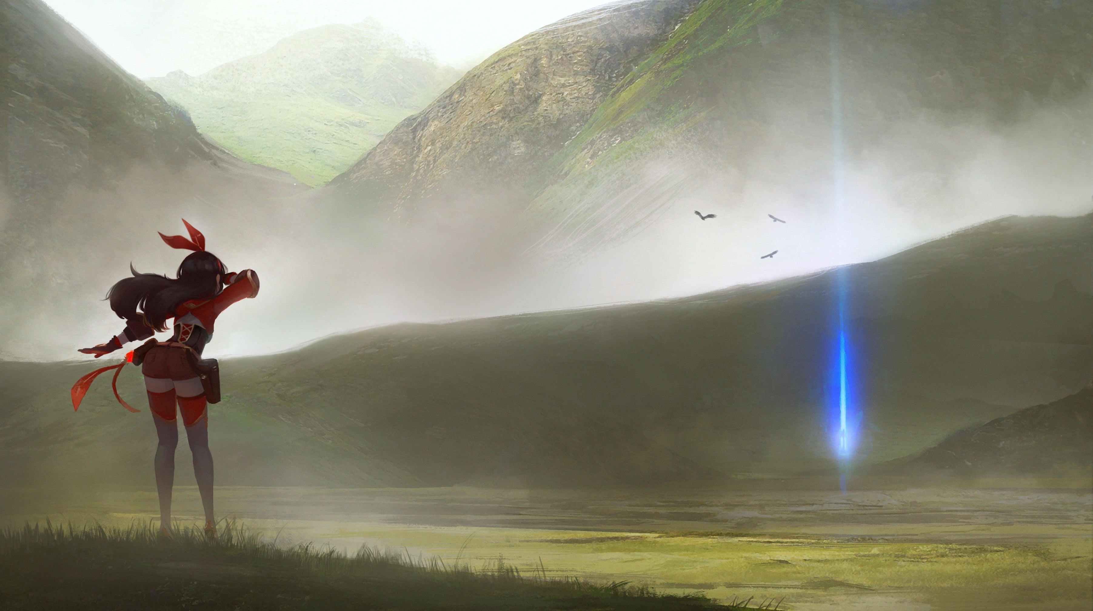 Genshin Impact, 2K, Amber (Genshin Impact), anna_drw01, HD Wallpaper