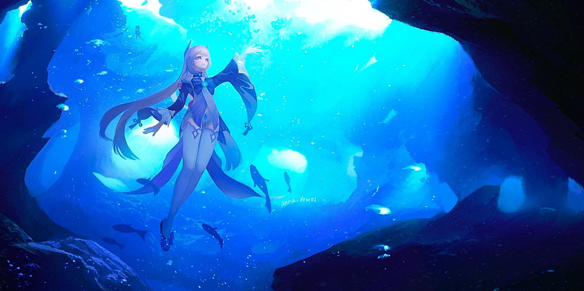 anna_drw01, Genshin Impact, Sangonomiya Kokomi (Genshin Impact), 1080P, HD Wallpaper