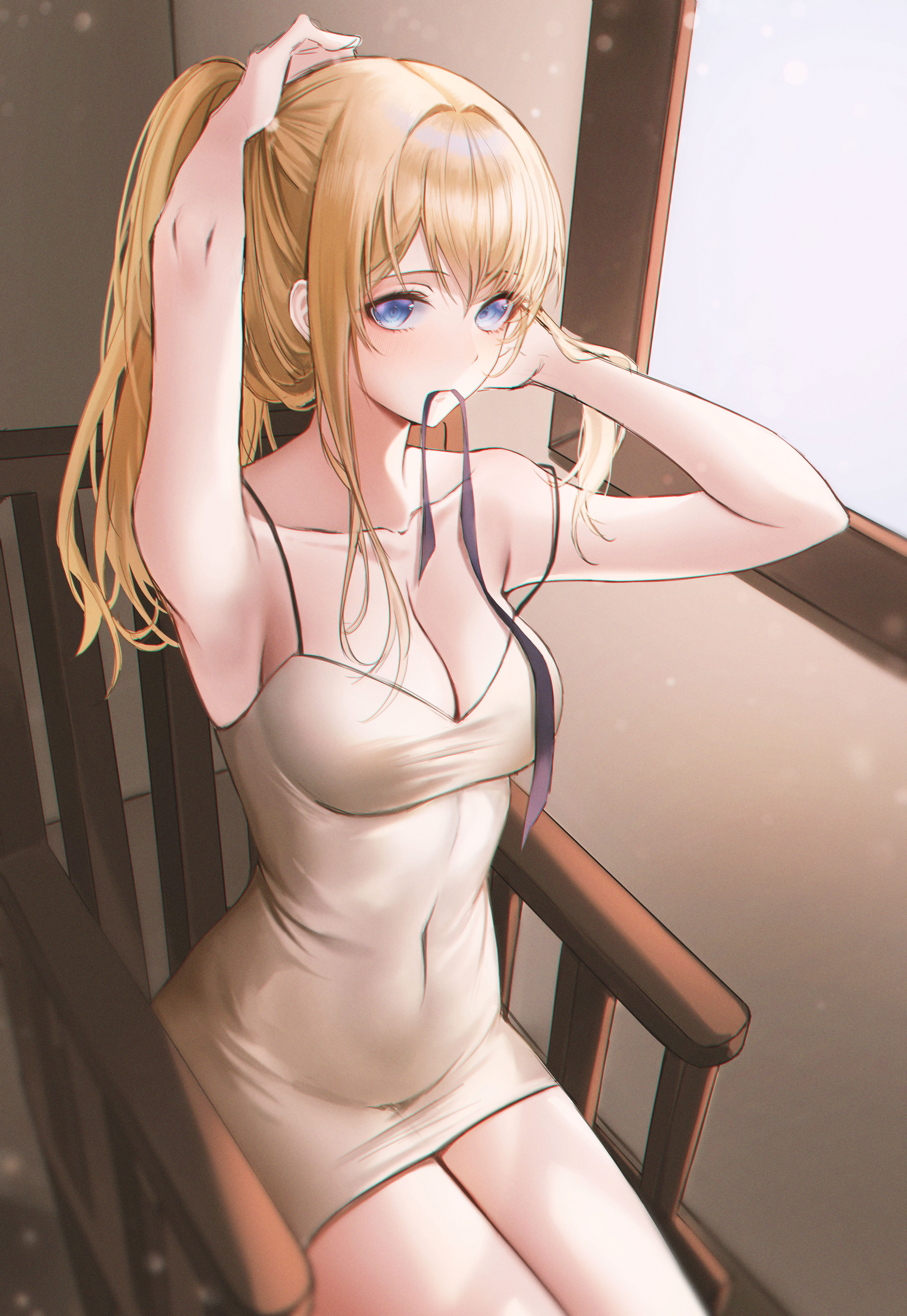 8K, bare shoulders, anime girls, Genshin Impact, cleavage, Jean (Genshin Impact), Phone HD Wallpaper