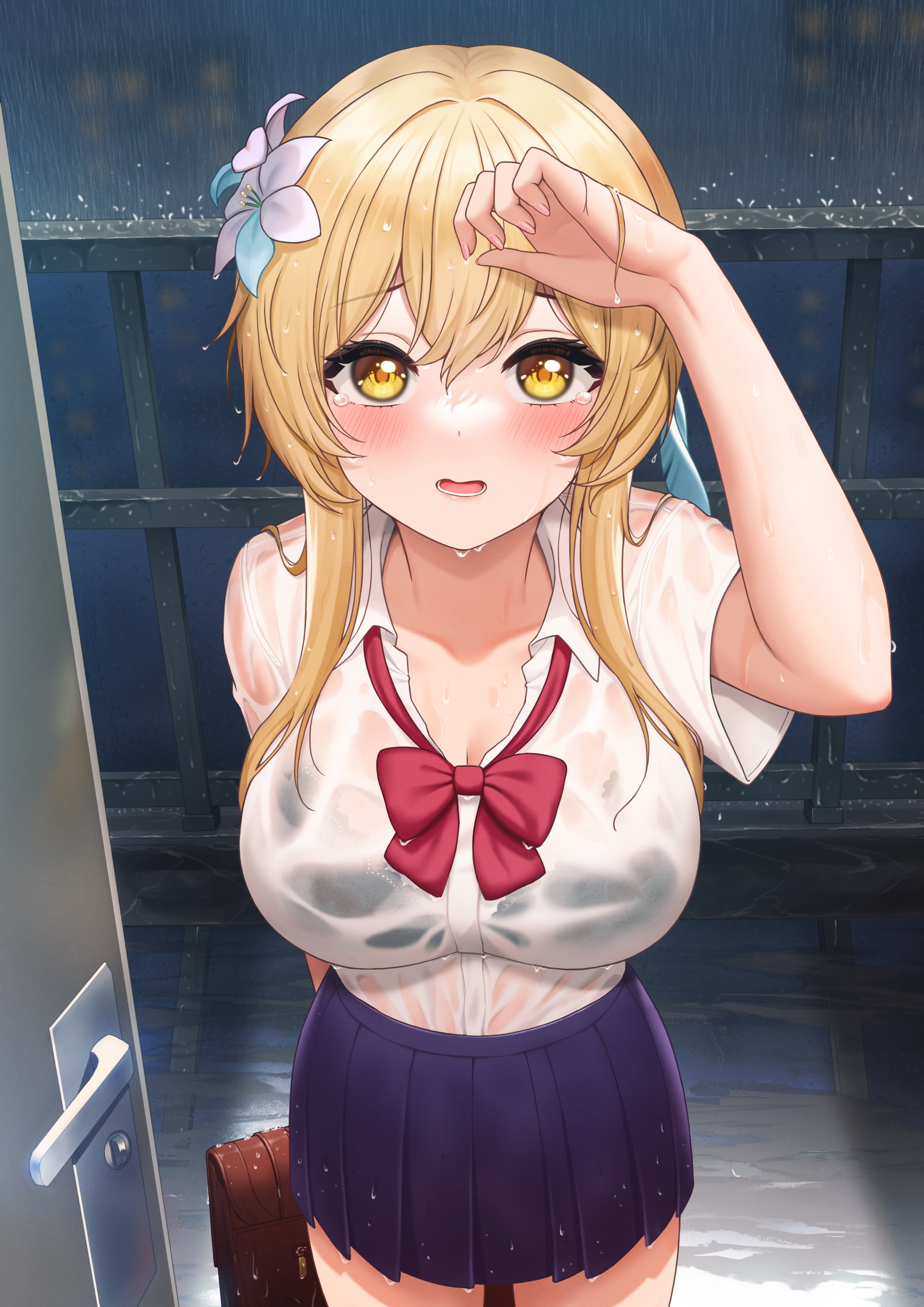 2K, school uniform, Genshin Impact, anime girls, Lumine (Genshin Impact), Phone HD Wallpaper