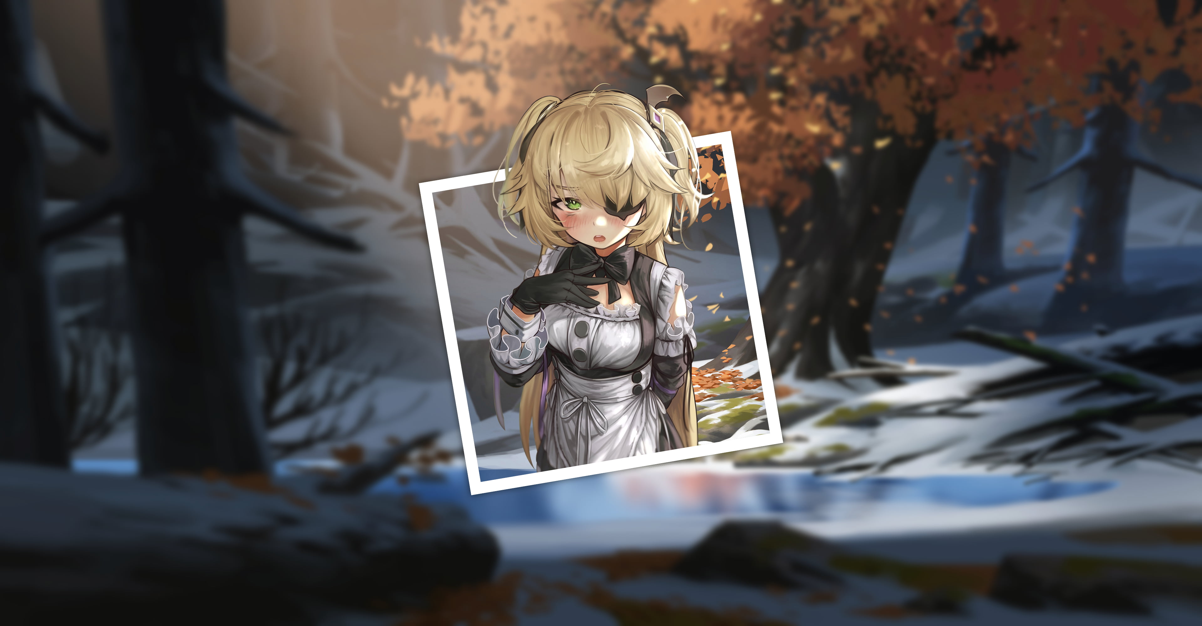 Fischl (Genshin Impact), Genshin Impact, forest, 4K, winter, HD Wallpaper