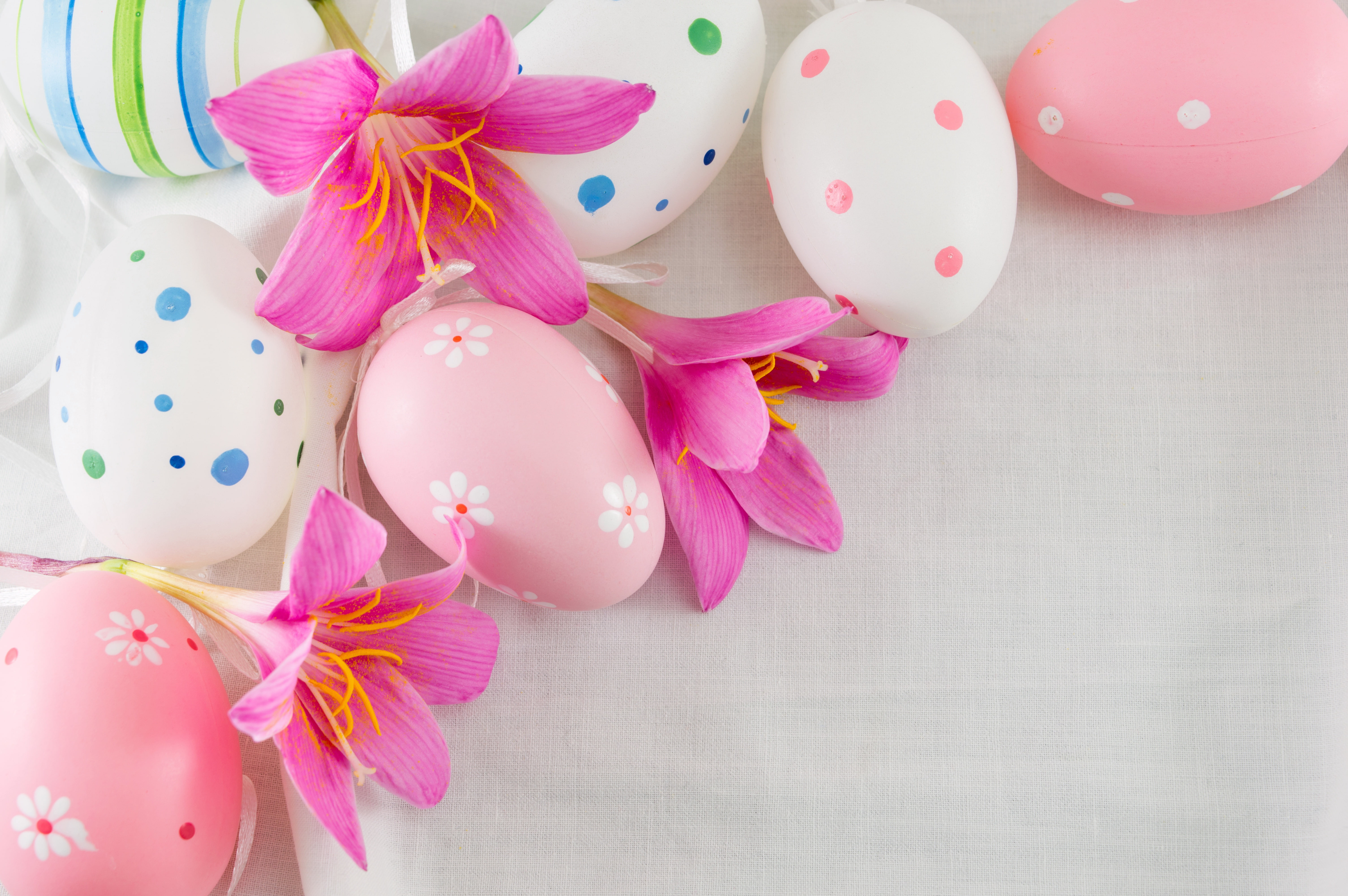 flowers, 5K, eggs, Happy, pink, Easter, the painted eggs, decoration, spring, HD Wallpaper