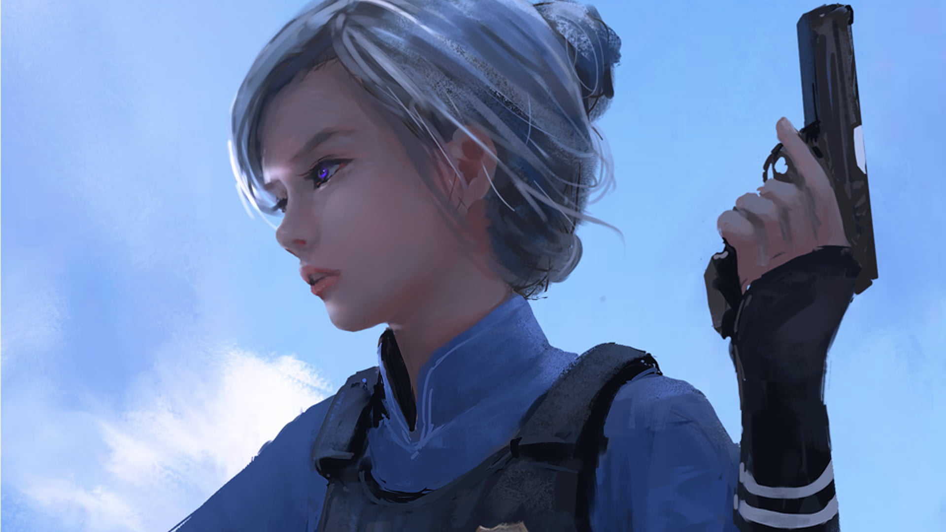 Judy Hopps, looking away, technology, WLOP, lifestyles, gun, blue, 1080P, nature, looking, headshot, day, hairstyle, real people, Zootopia, leisure activity, HD Wallpaper