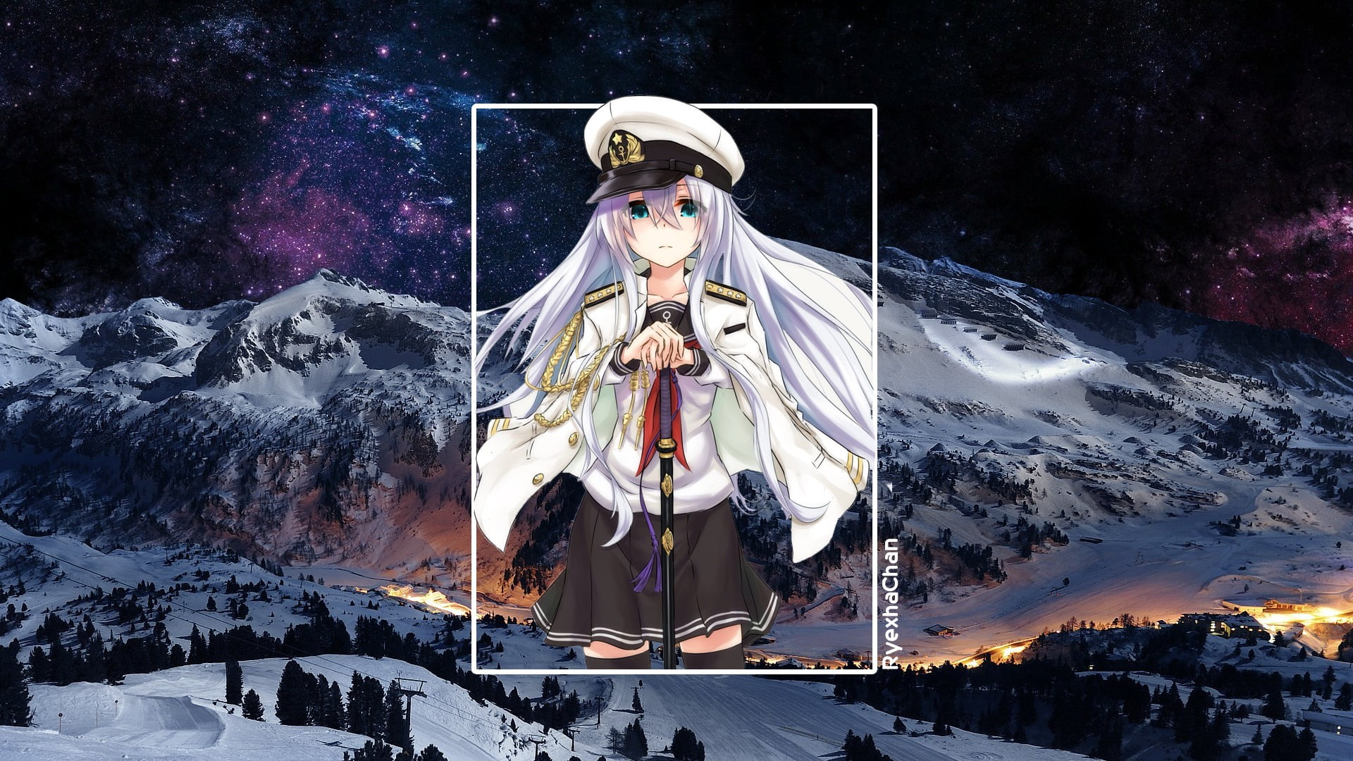 illuminated, snow, built structure, human representation, outdoors, night, male likeness, covering, one person, loli, 1080P, snowcapped mountain, mountain, HD Wallpaper
