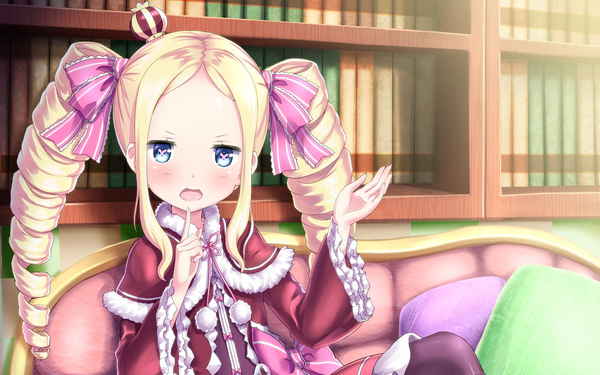 indoors, women, Re:Zero Kara Hajimeru Isekai Seikatsu, child, portrait, people, home interior, girls, females, innocence, lifestyles, 1080P, looking at camera, HD Wallpaper