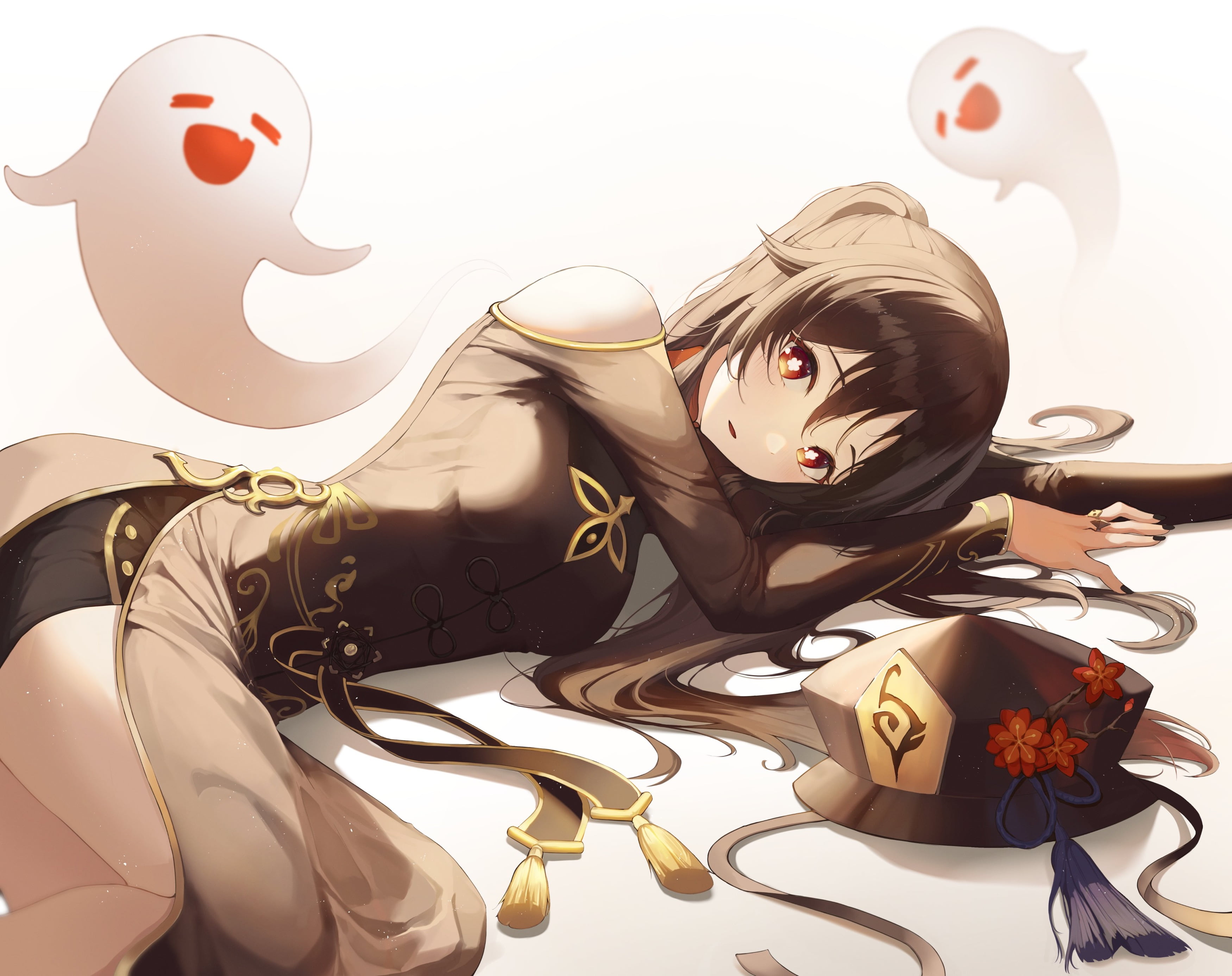 2K, anime girls, Hutao(Genshin Impact), Genshin Impact, HD Wallpaper