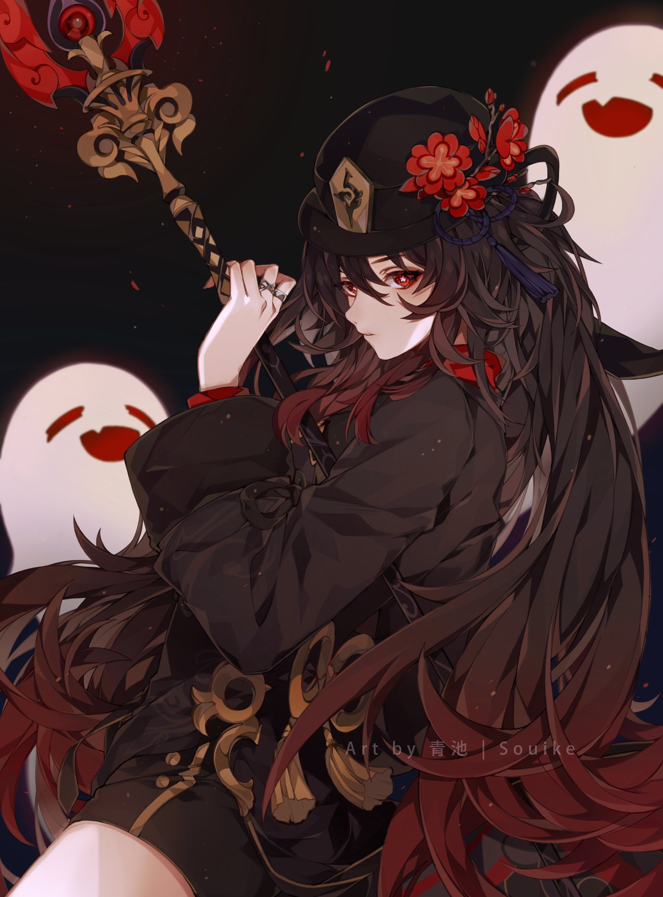 2K, anime girls, Hutao(Genshin Impact), Genshin Impact, Phone HD Wallpaper