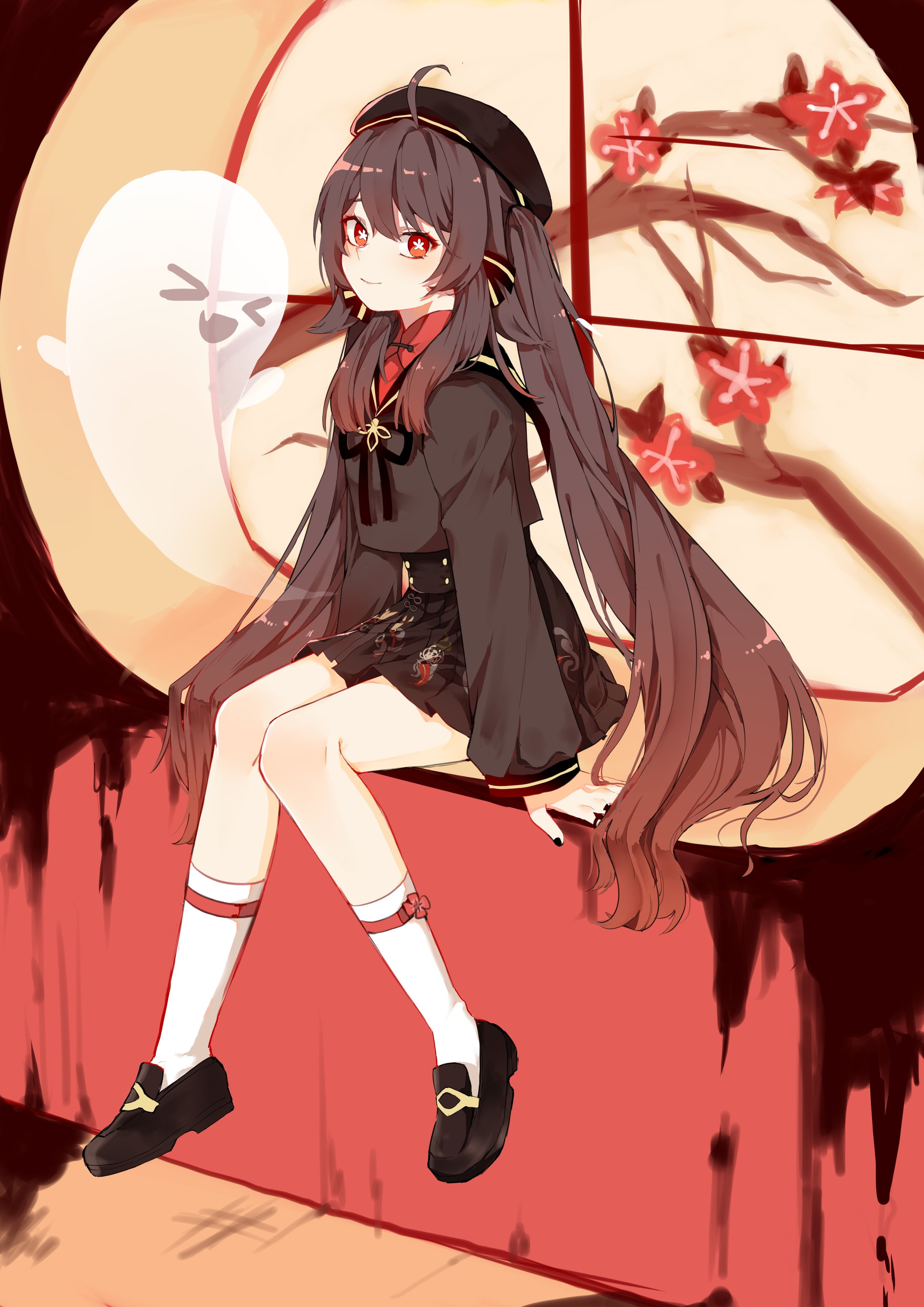 thighs, anime girls, 4K, Hutao(Genshin Impact), Genshin Impact, socks, Phone HD Wallpaper