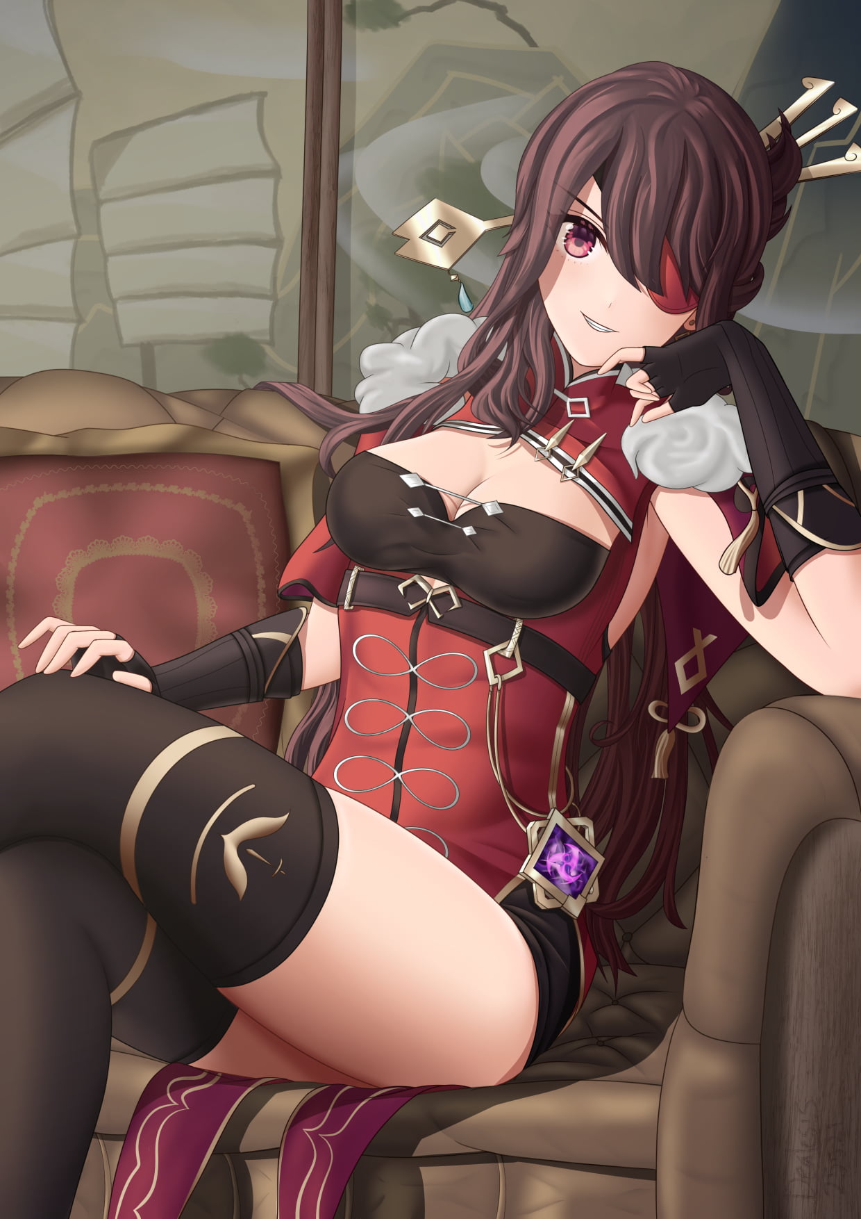 720P, Genshin Impact, anime girls, Beidou (Genshin Impact), cleavage, Phone HD Wallpaper