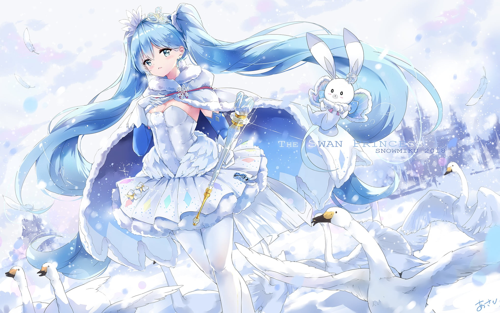 digital composite, girl, haired, one person, women, twintails, lifestyles, hairstyle, beautiful woman, celebration, blue, Yuki Miku, young women, long hair, HD Wallpaper
