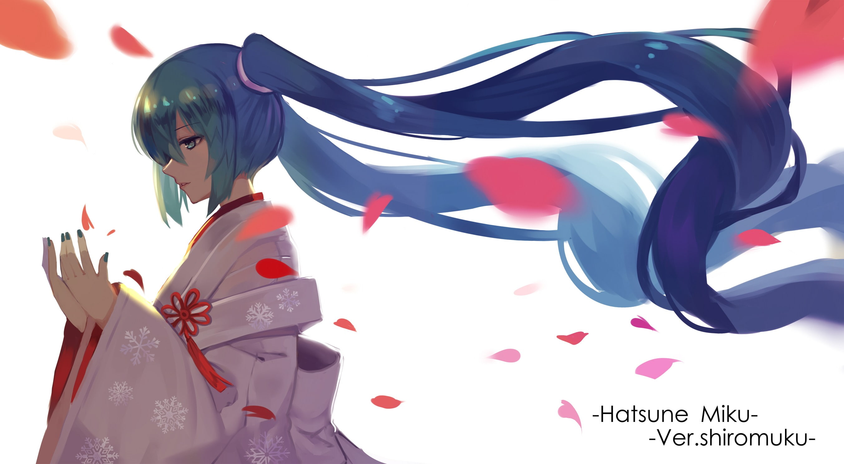 kimono, Yuki Miku, Vocaloid, 2K, Hatsune Miku, HD Wallpaper