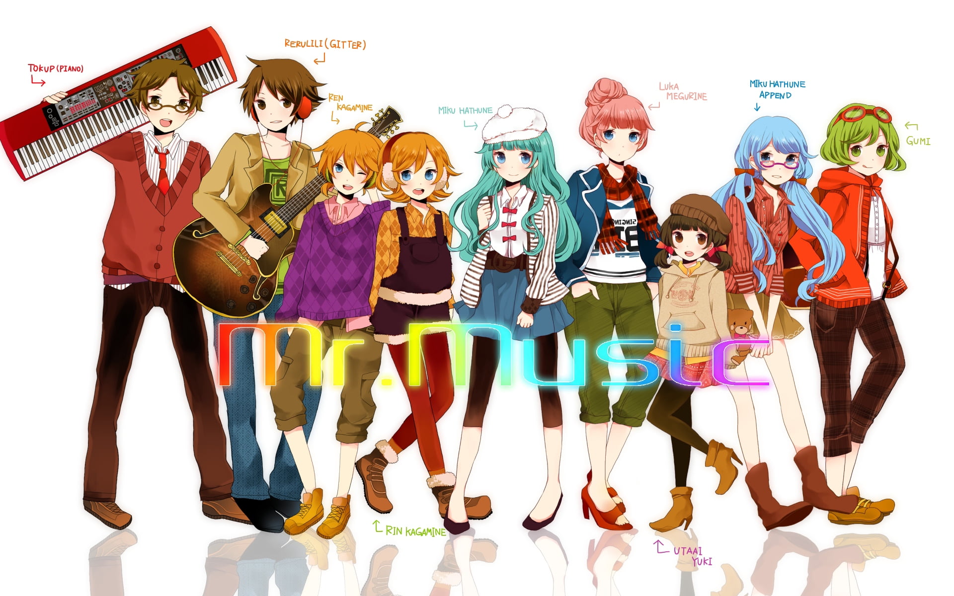 musical, vector, standing, real people, arts culture and entertainment, studio shot, pose, men, music, fun, white background, indoors, anime, student, HD Wallpaper