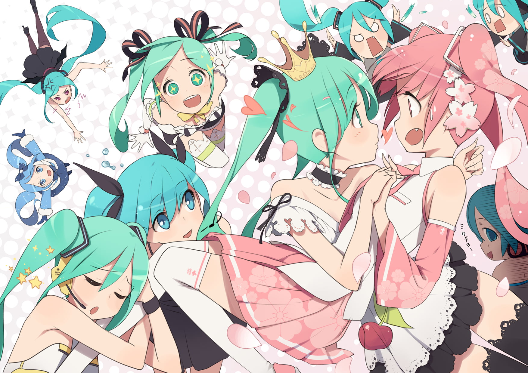 ssberit, multi colored, close-up, human representation, representation, 720P, high angle view, large group of objects, world, full frame, vocaloid, hatsune, HD Wallpaper