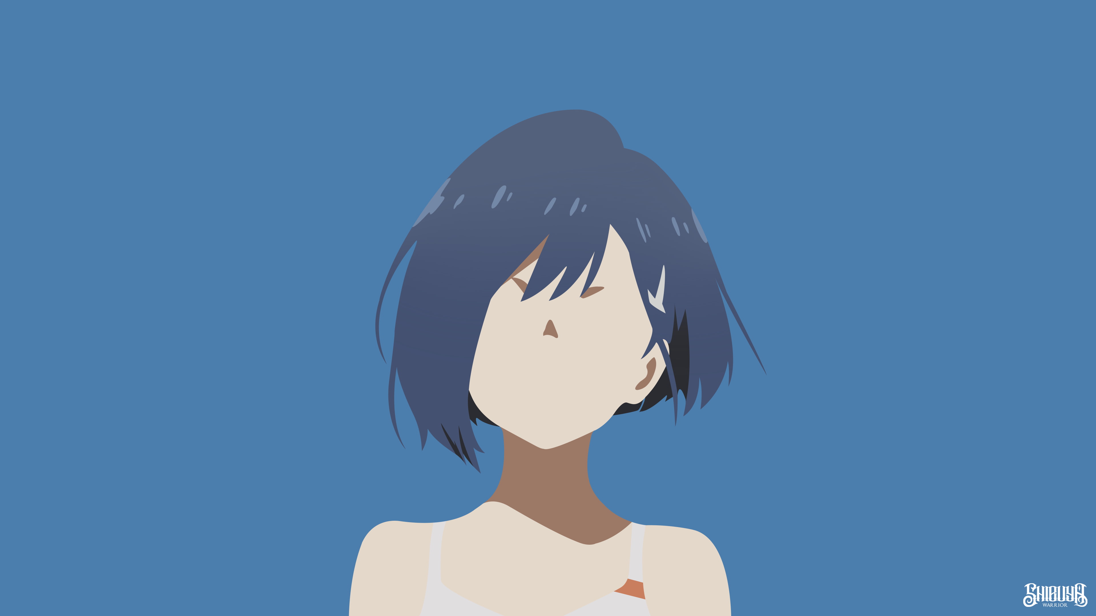 one person, blue, sunlight, digital composite, 4K, hairstyle, women, nature, Darling in the FranXX, standing, day, front view, minimalism, adult, copy space, HD Wallpaper
