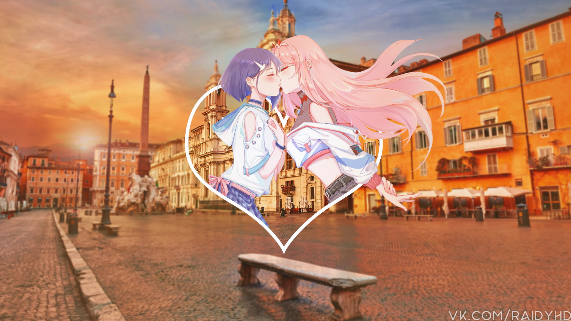 yuri, Ichigo (Darling in the FranXX), anime girls, 1080P, anime, Zero Two (Darling in the FranXX), picture-in-picture, HD Wallpaper