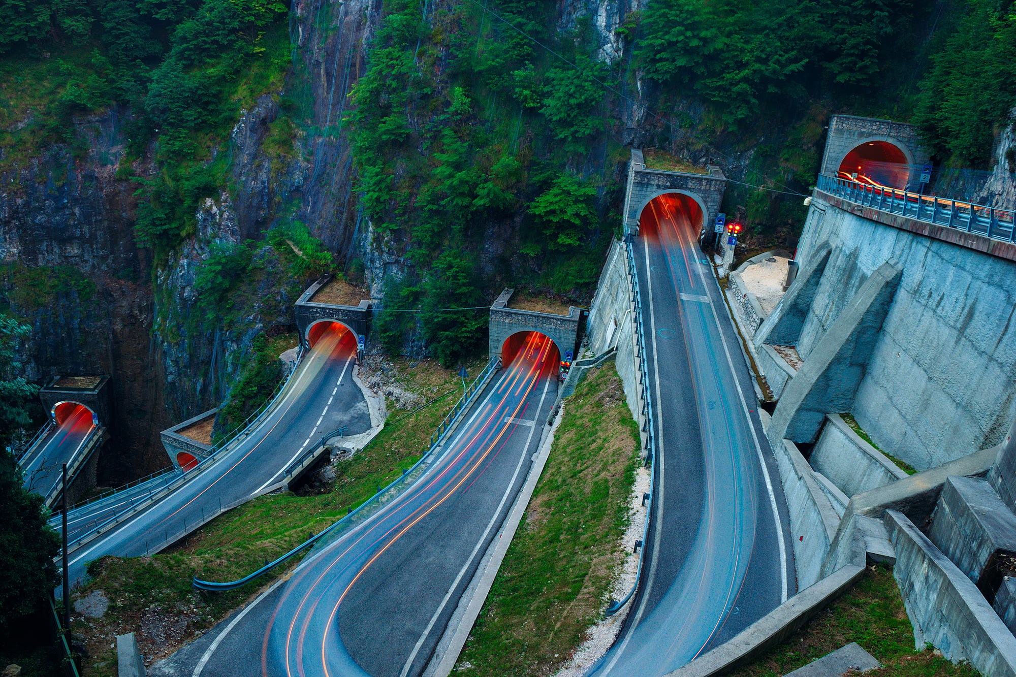 water, bridge - man made structure, transportation, bridge, day, long exposure, tree, road, beauty in nature, nature, tunnel, connection, plant, mountain, HD Wallpaper
