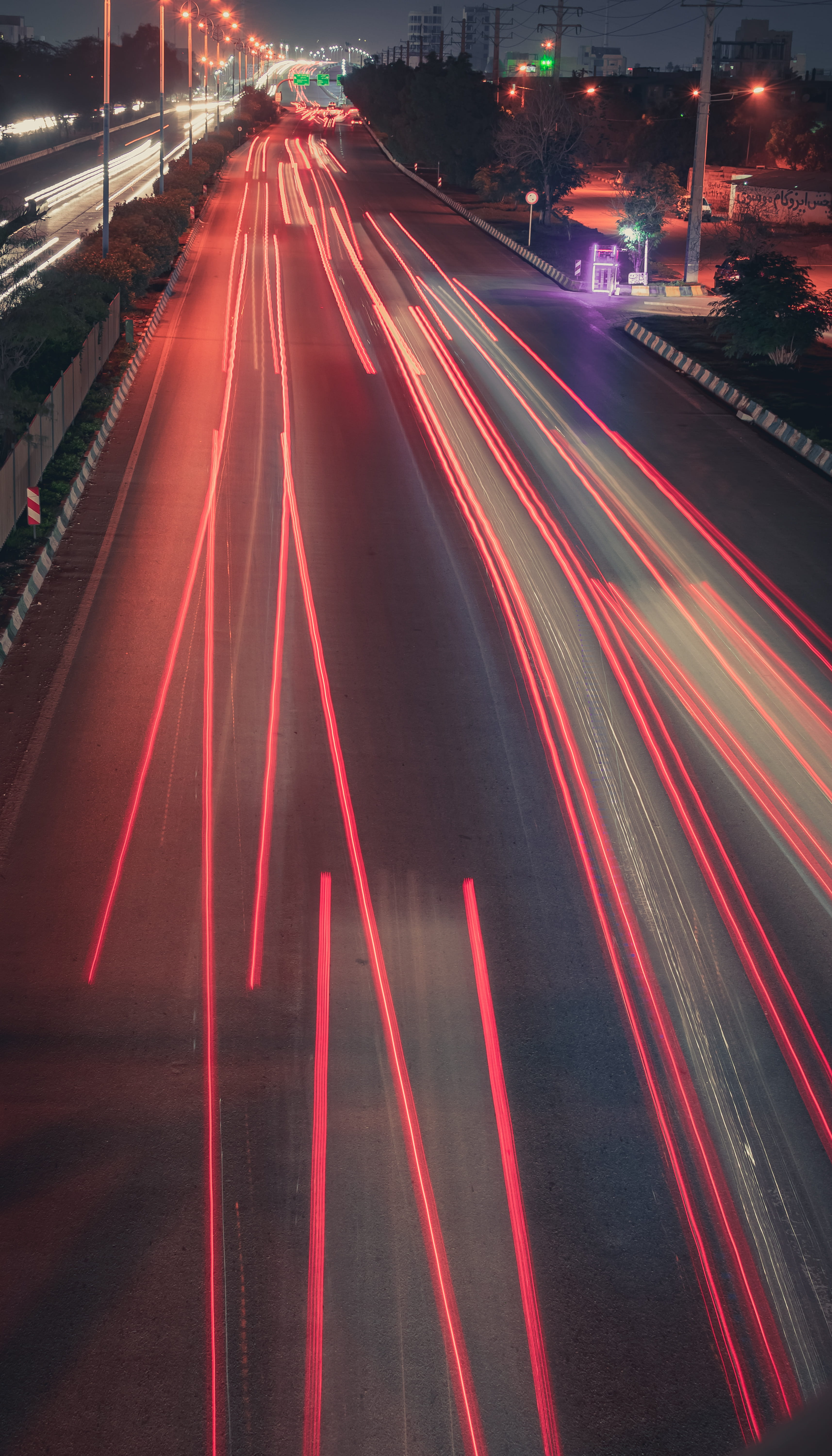 blurred motion, ahvaz, photography, illuminated, road, long exposure, crystal, light, iran, neon, time, light trail, overpass, flare, 5K, motion, city life, Phone HD Wallpaper