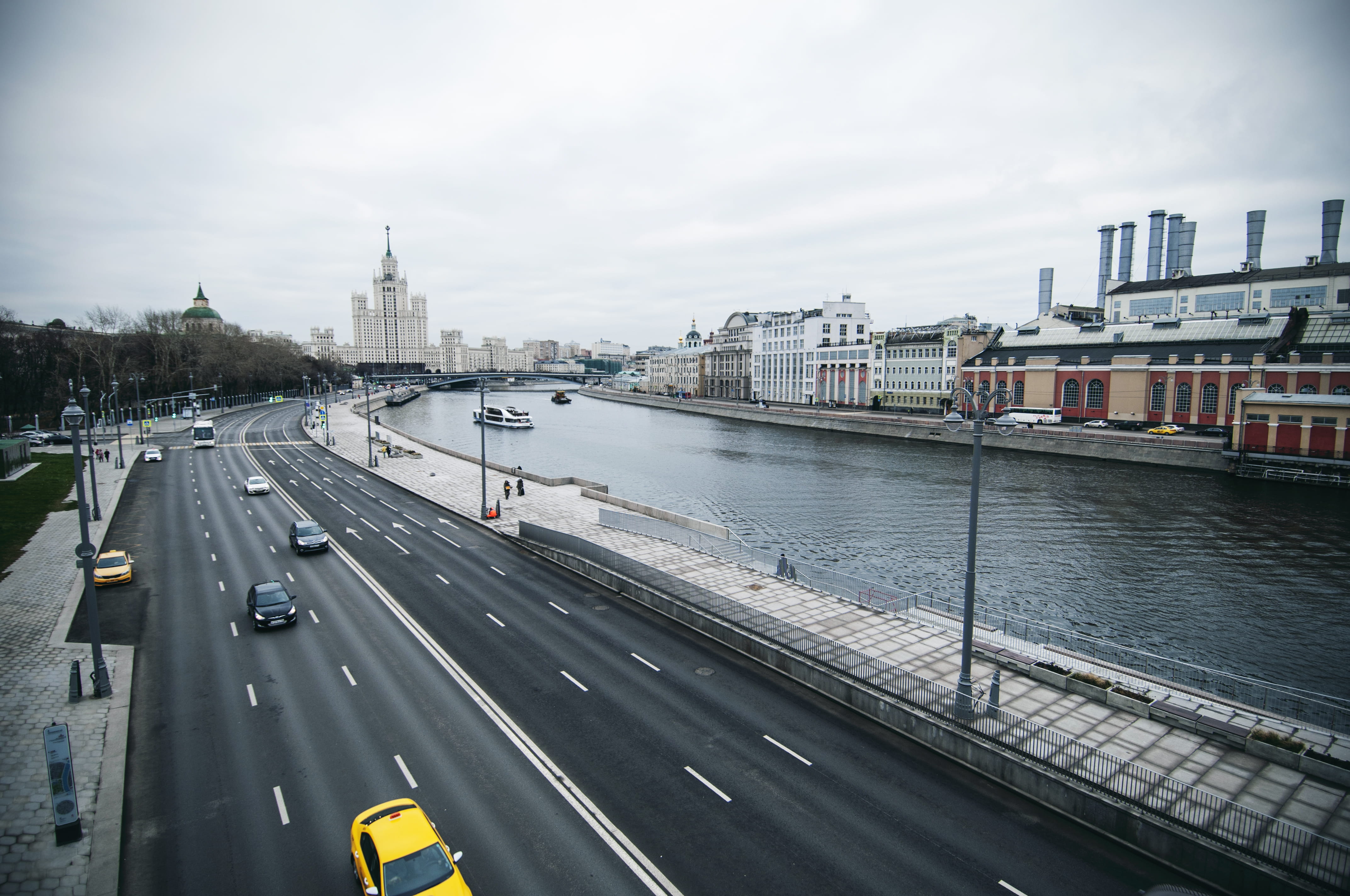 built structure, outdoors, urban, connection, way, highway, moscow, building exterior, bridge - man made structure, bridge, water, mode of transportation, HD Wallpaper