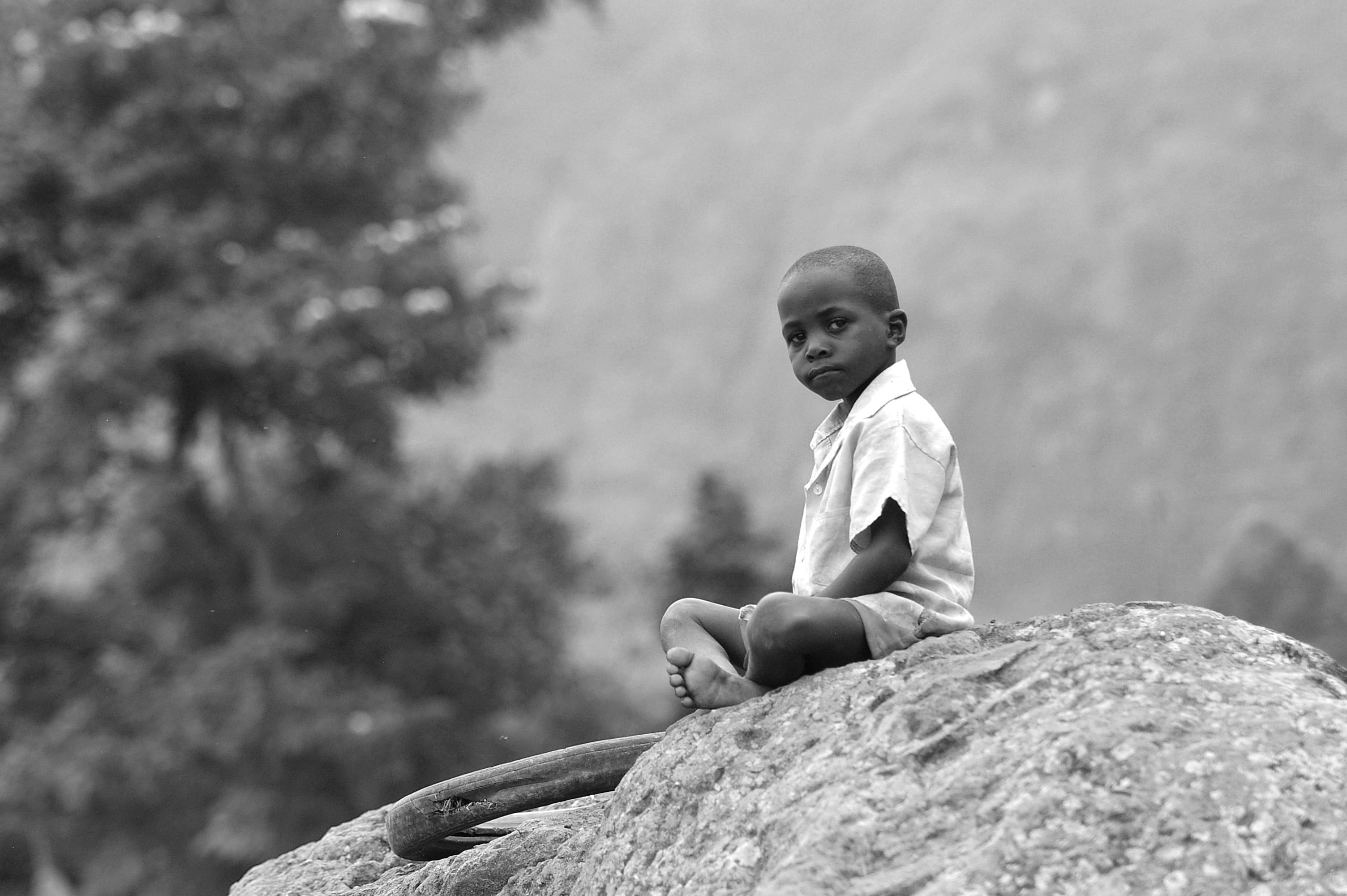 people, 2K, hope, black And White, day, solid, one Person, environment, rock, males, Child, focus on foreground, climate, photography, real people, leisure activity, HD Wallpaper