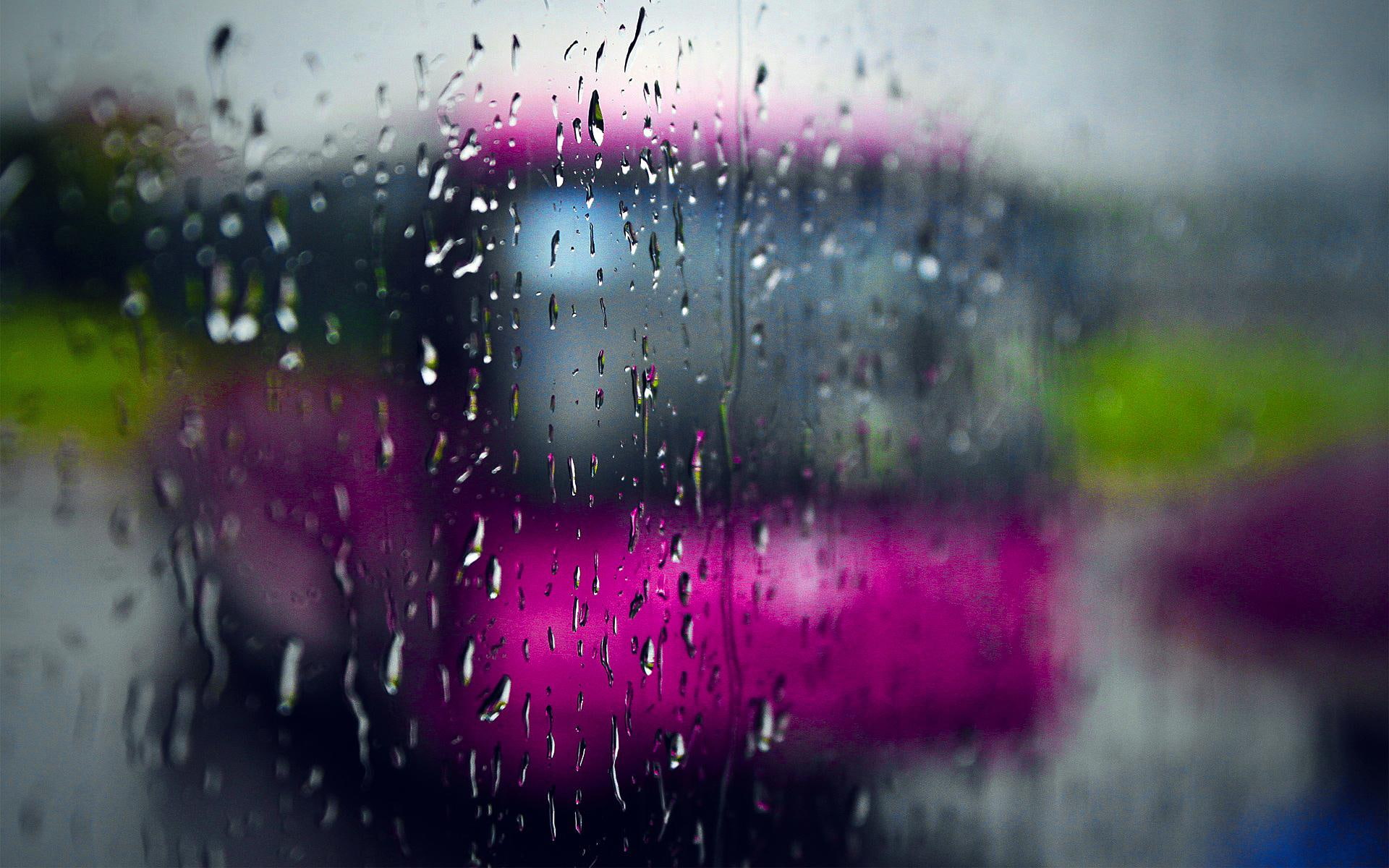 nice, pink, day, 1080P, rain, cool, rainy, 3d and abstract, water, fresh, drops, HD Wallpaper