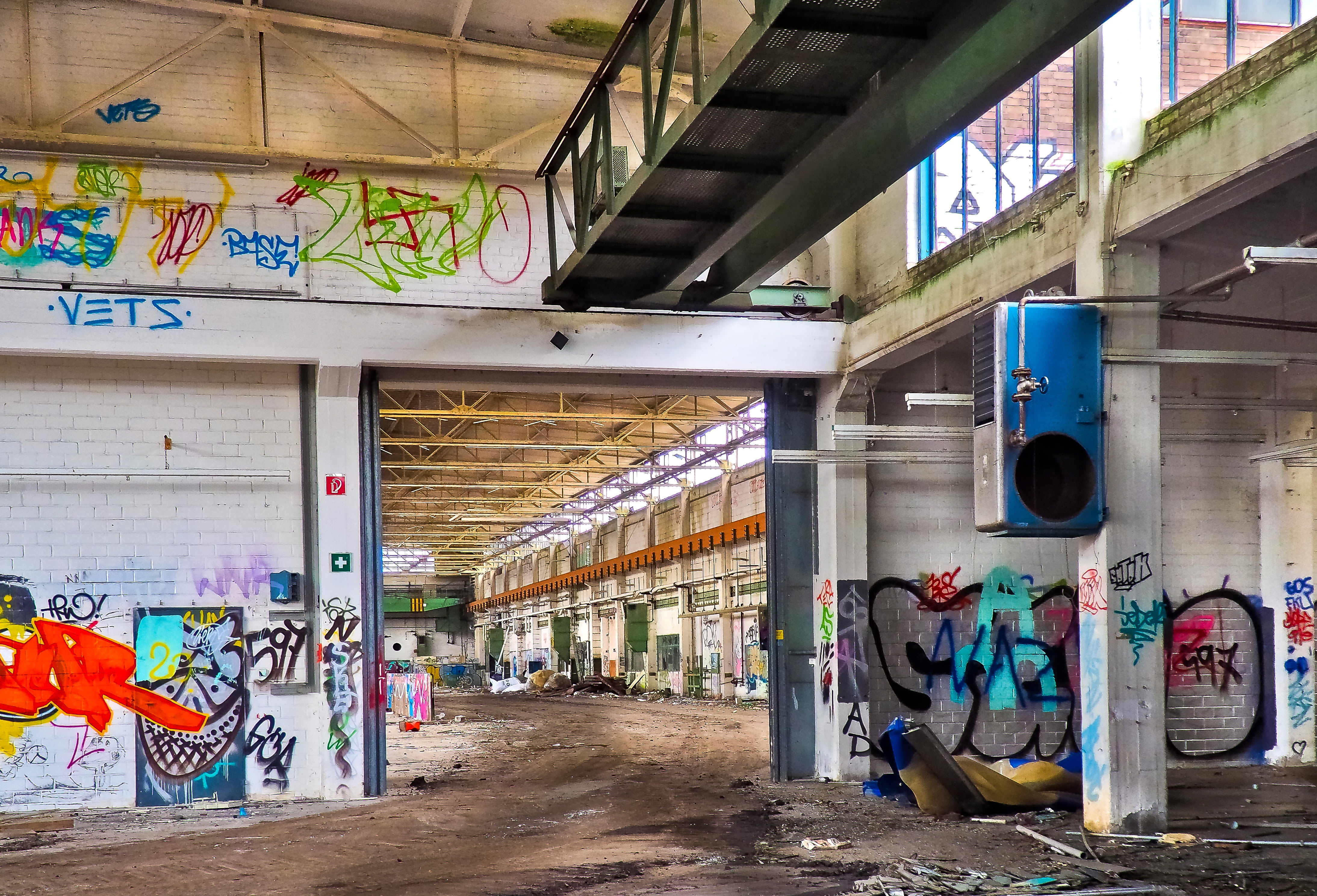 leave, creepy, neglected, street art, destruction, destroyed, dirt, direction, art and craft, goal, no people, graffiti, old factory, rooms, the way forward, HD Wallpaper