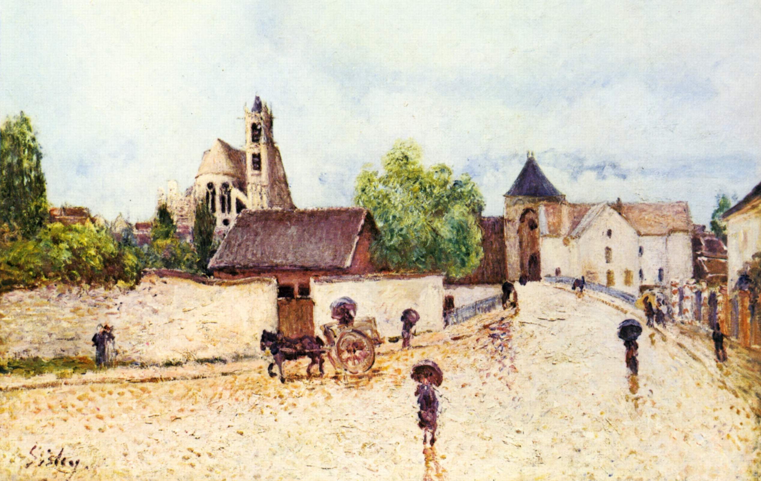 1080P, painting, picture, Alfred Sisley, Loing at Moret in the rain, 1888, HD Wallpaper