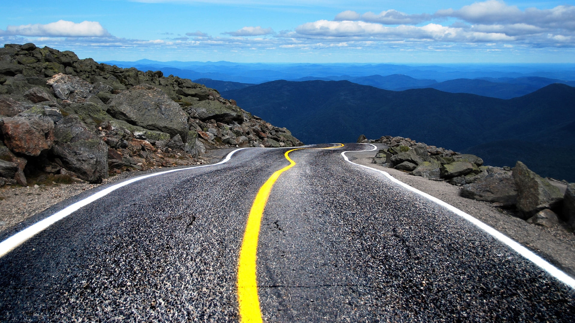sky, mountain road, twisting, travel, beauty In Nature, asphalt, road Trip, cloud - Sky, no People, hill, blue, direction, day, mountain Range, transportation, HD Wallpaper