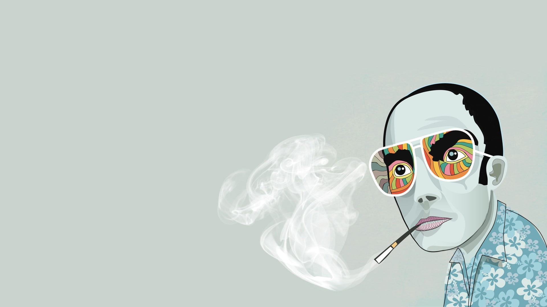 simple background, Hunter S. Thompson, minimalism, smoking, psychedelic, 1080P, HD Wallpaper